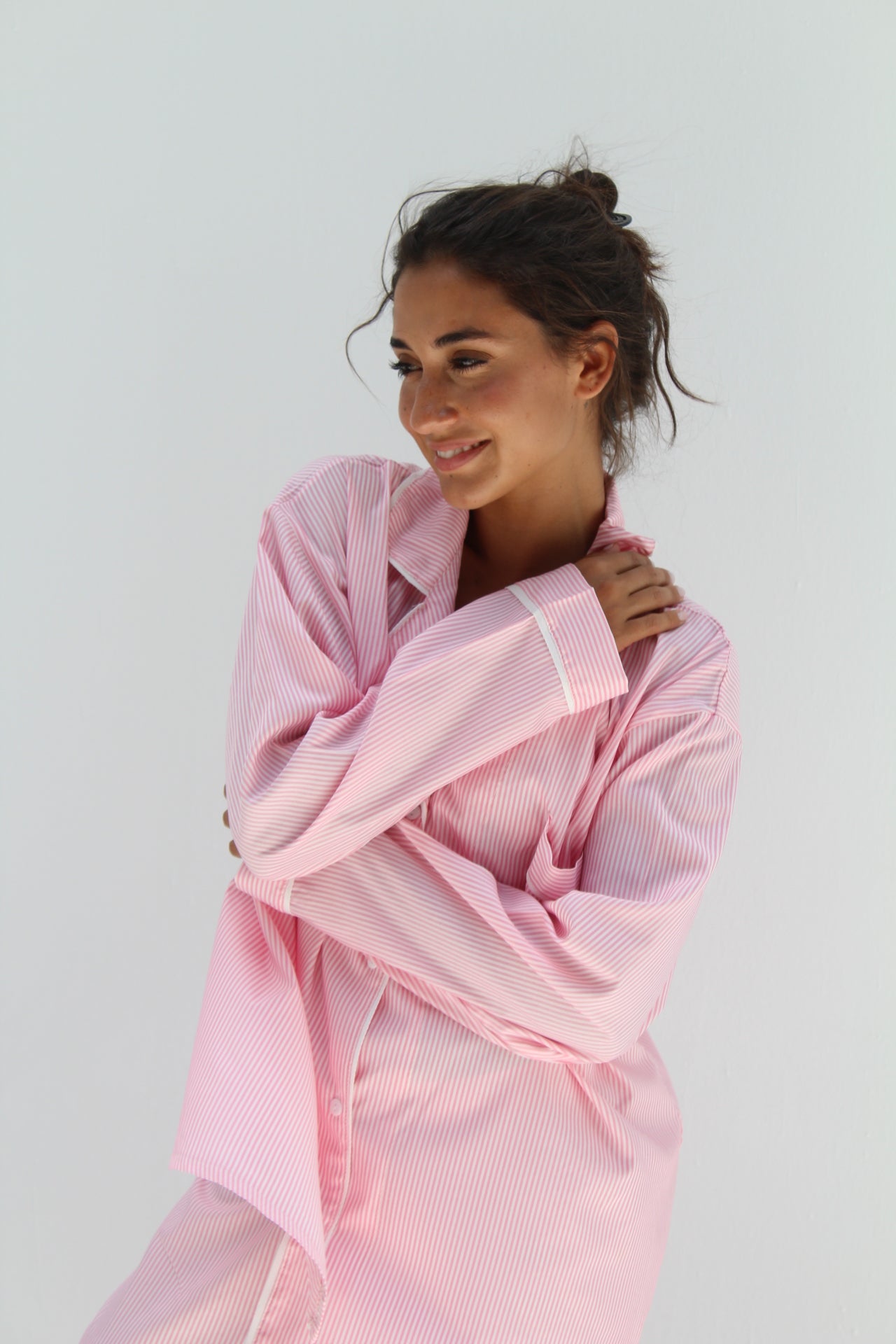 Pink & White Striped Pajama