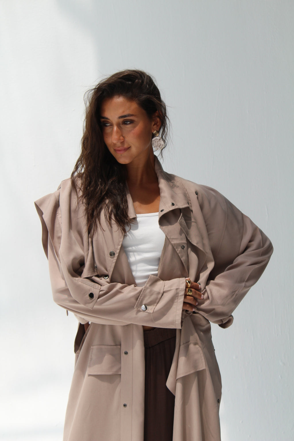 Tensile Flow Summer Coat - caffe