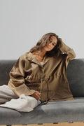 Drawstring Pure Linen Blouse - Cumin
