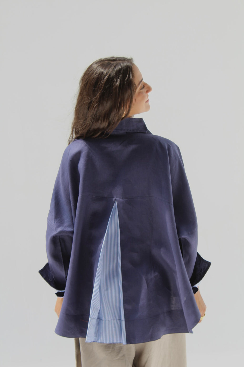 Breeze Pure Linen Shirt - Navy Blue