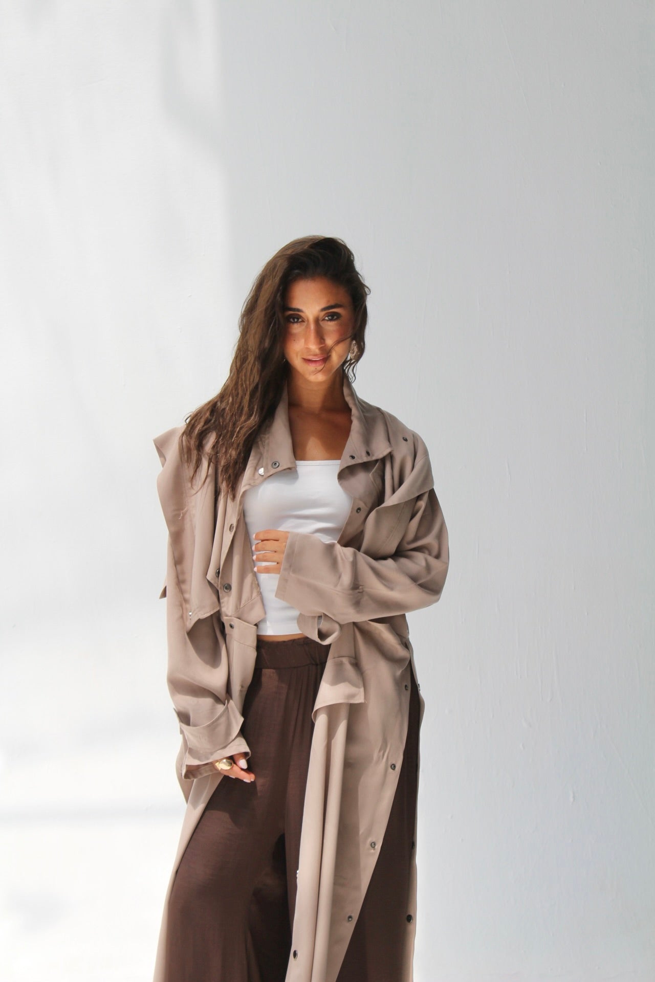 Tensile Flow Summer Coat - caffe