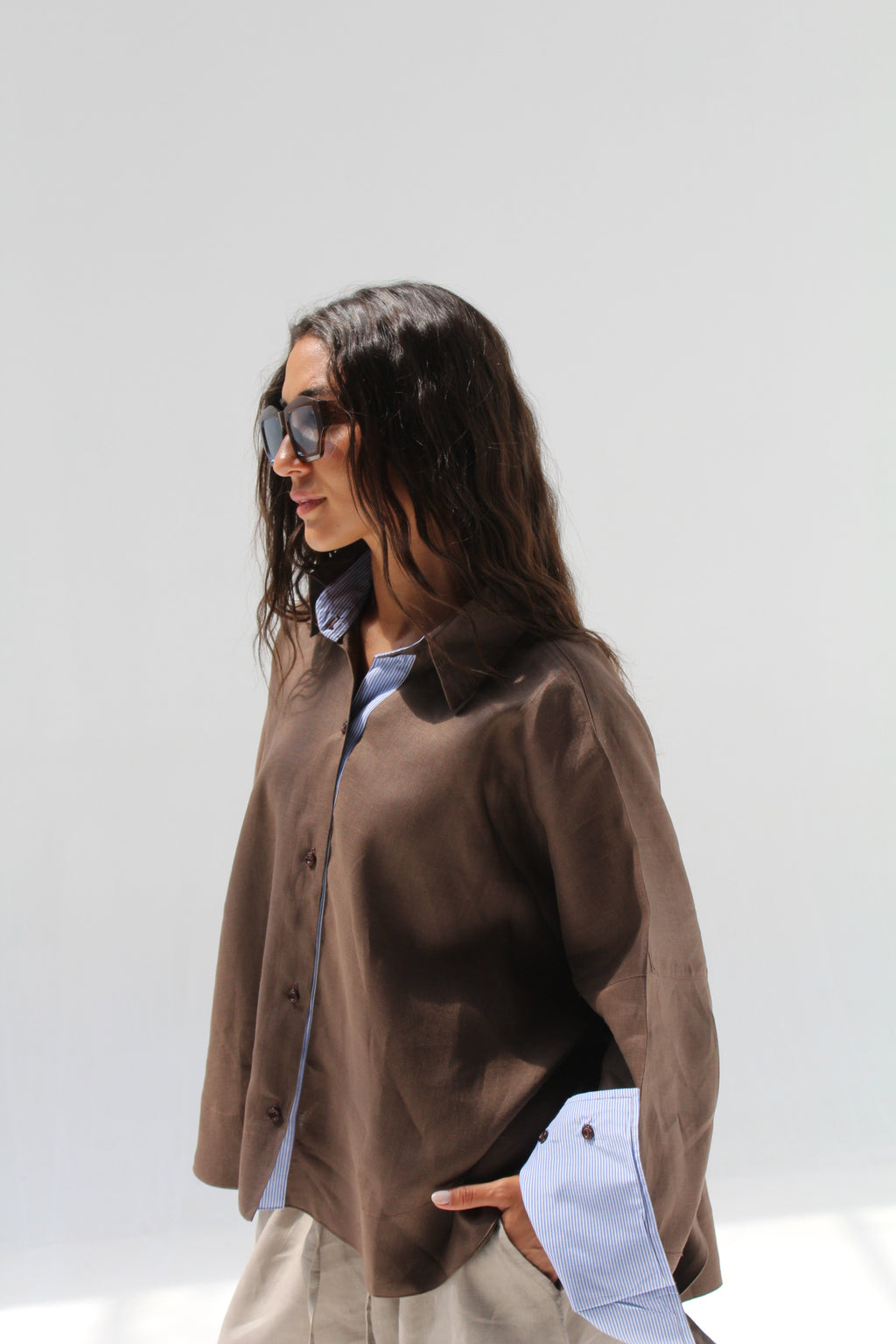 Breeze Pure Linen Shirt - Brown