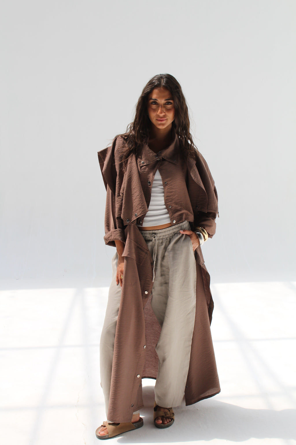 Tensile Flow Summer Coat - Brown