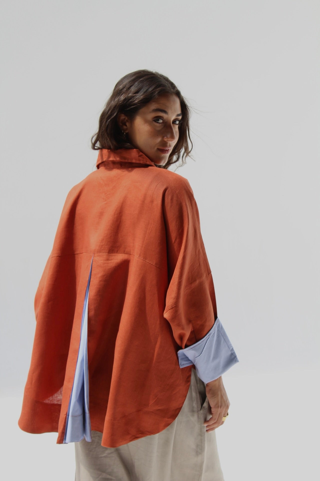 Breeze Pure Linen Shirt - Orange