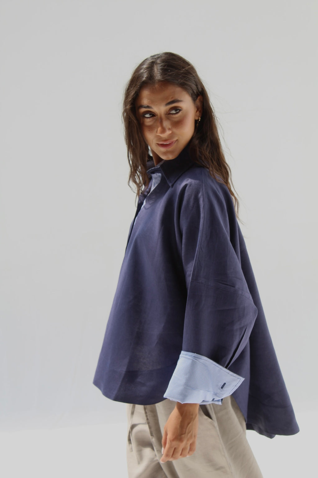 Breeze Pure Linen Shirt - Navy Blue