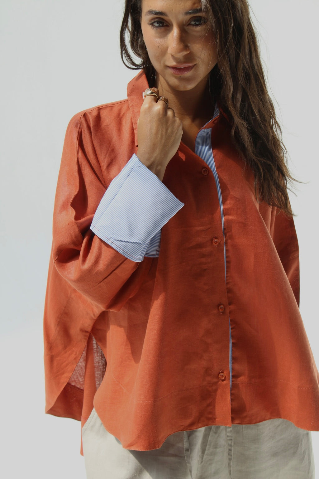 Breeze Pure Linen Shirt - Orange