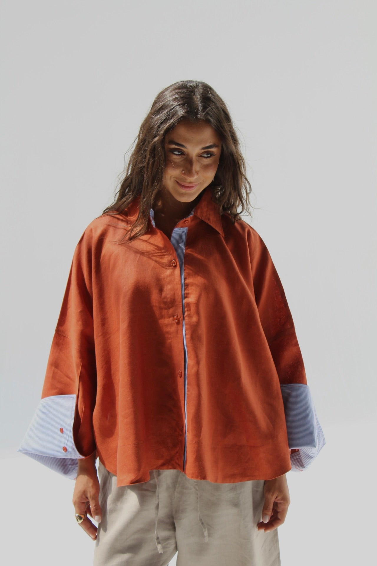 Breeze Pure Linen Shirt - Orange