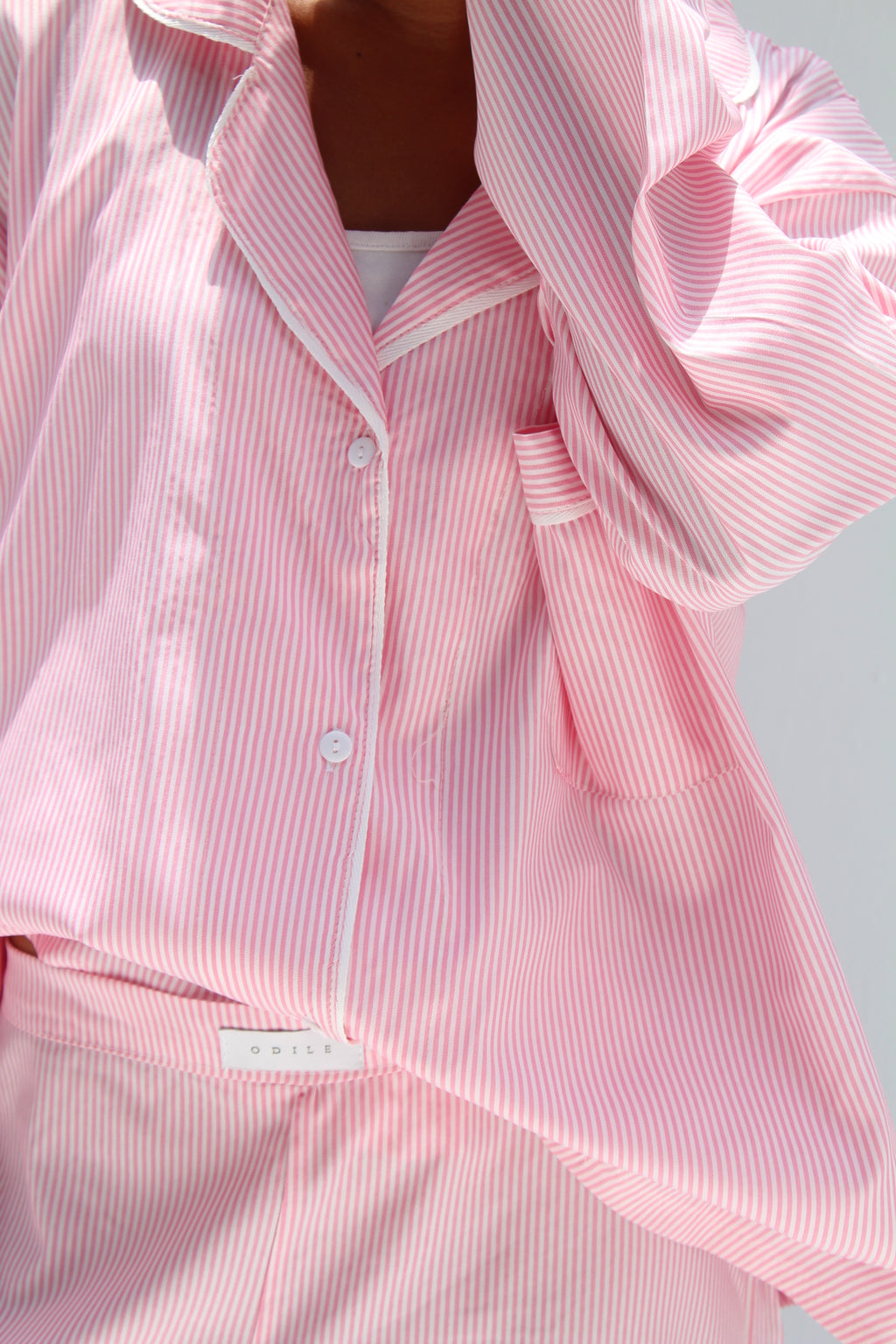 Pink & White Striped Pajama