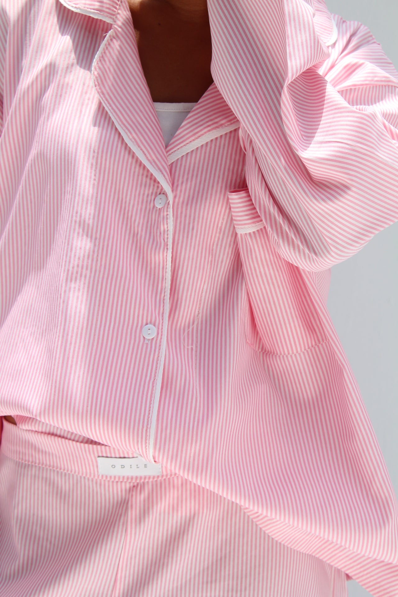 Pink & White Striped Pajama