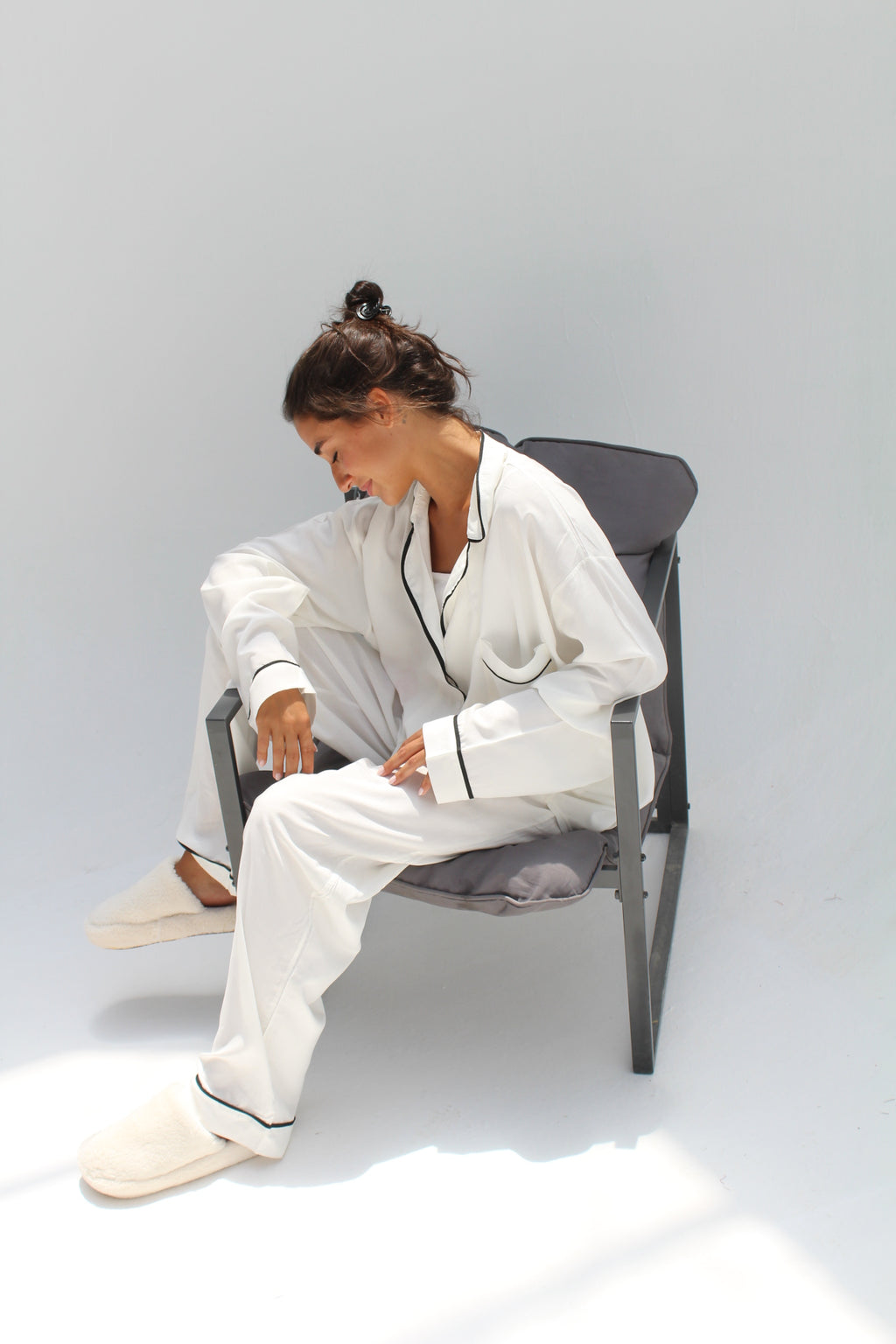 off white Pajama with black pipe