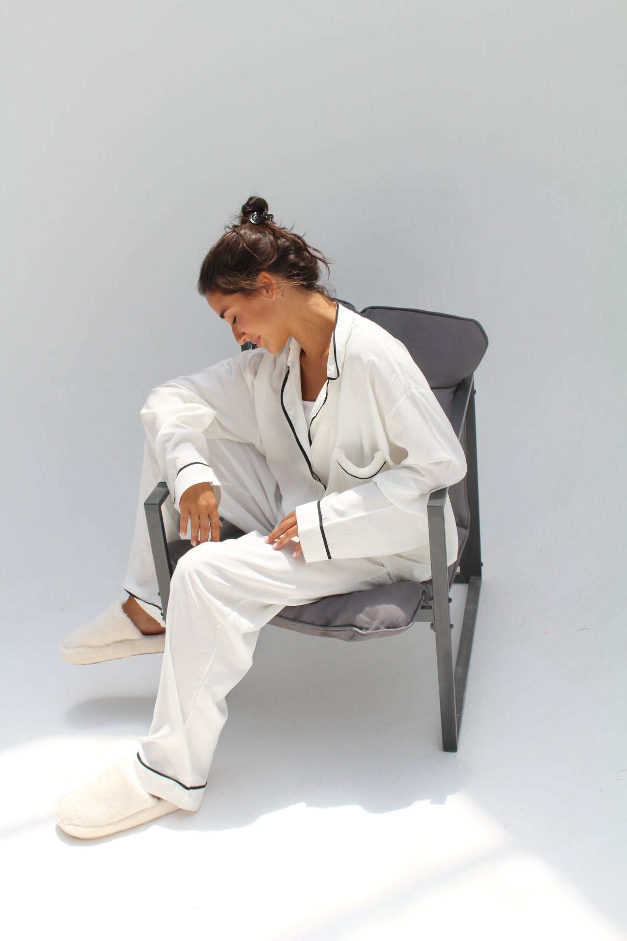 off white Pajama with black pipe
