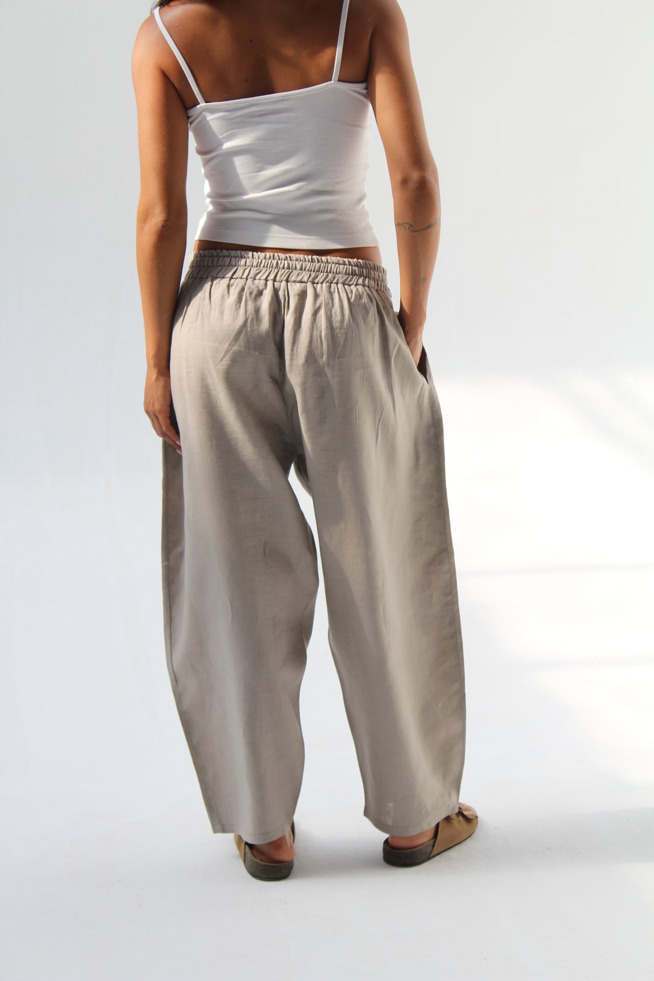 Balloon Pure Linen Pants - Stone Beige