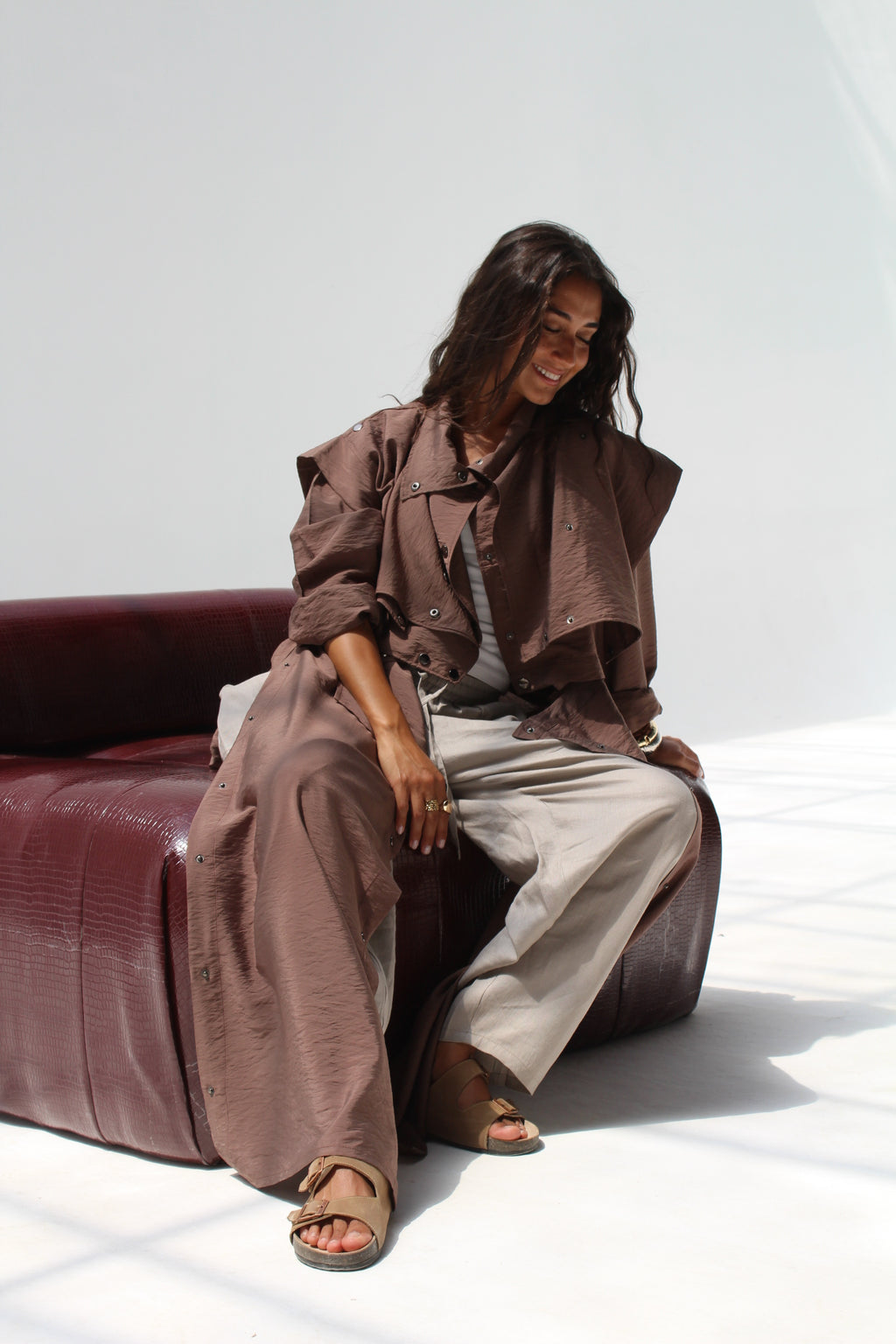 Tensile Flow Summer Coat - Brown
