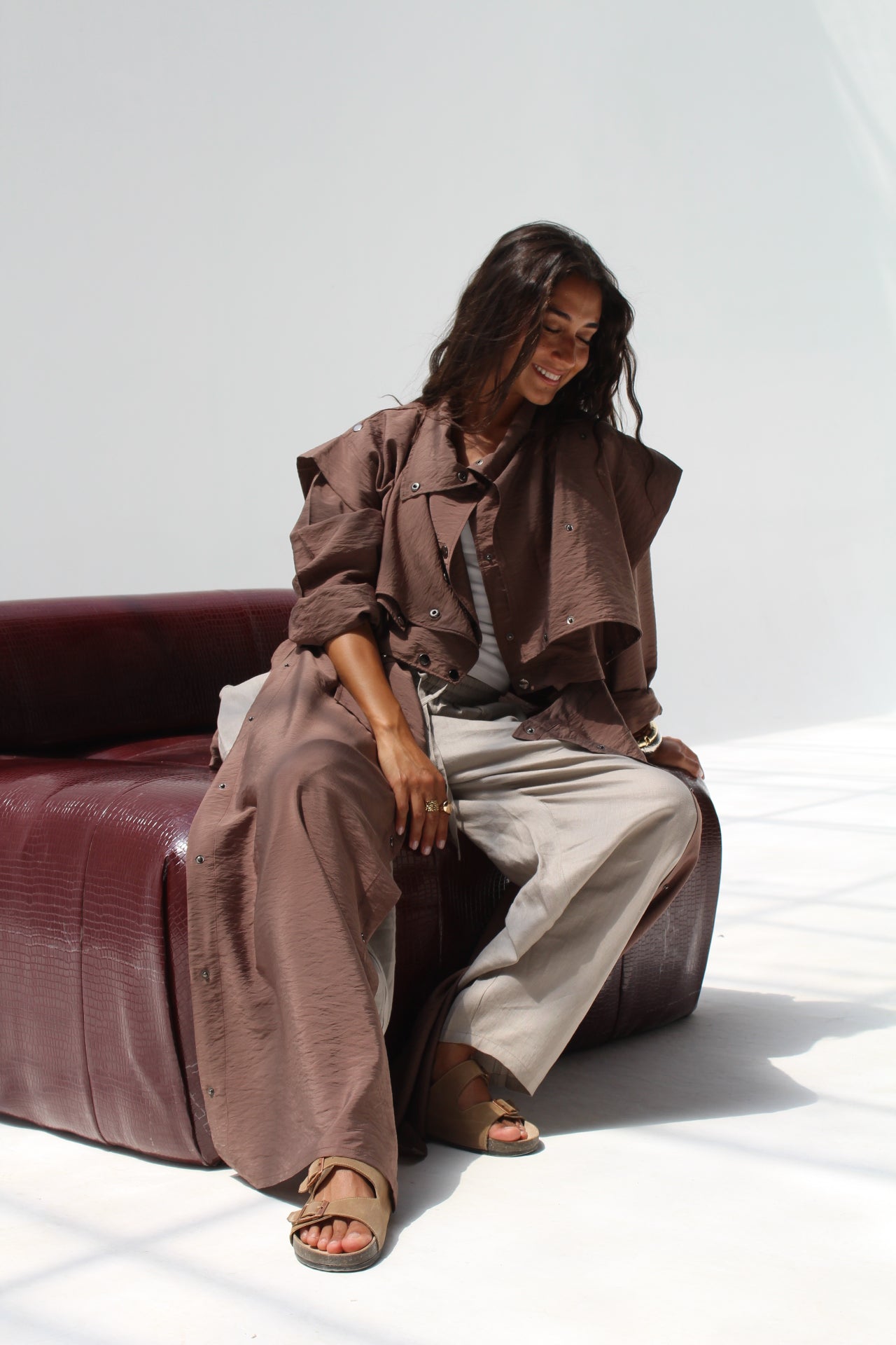 Tensile Flow Summer Coat - Brown