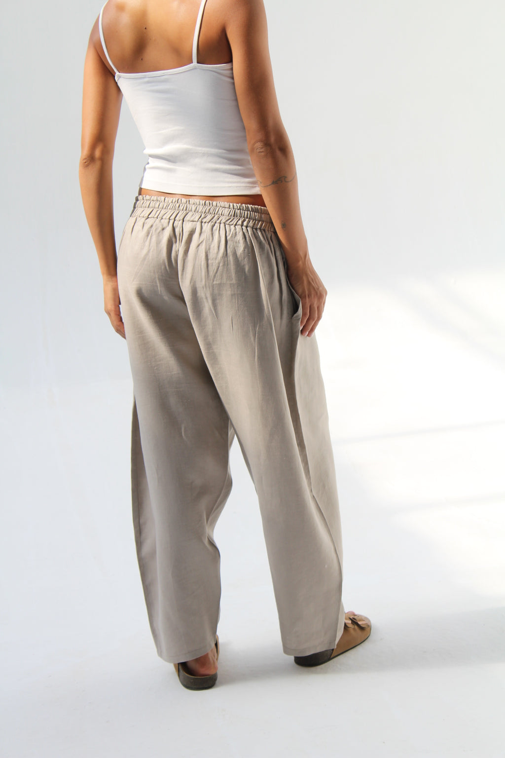 Balloon Pure Linen Pants - Stone Beige