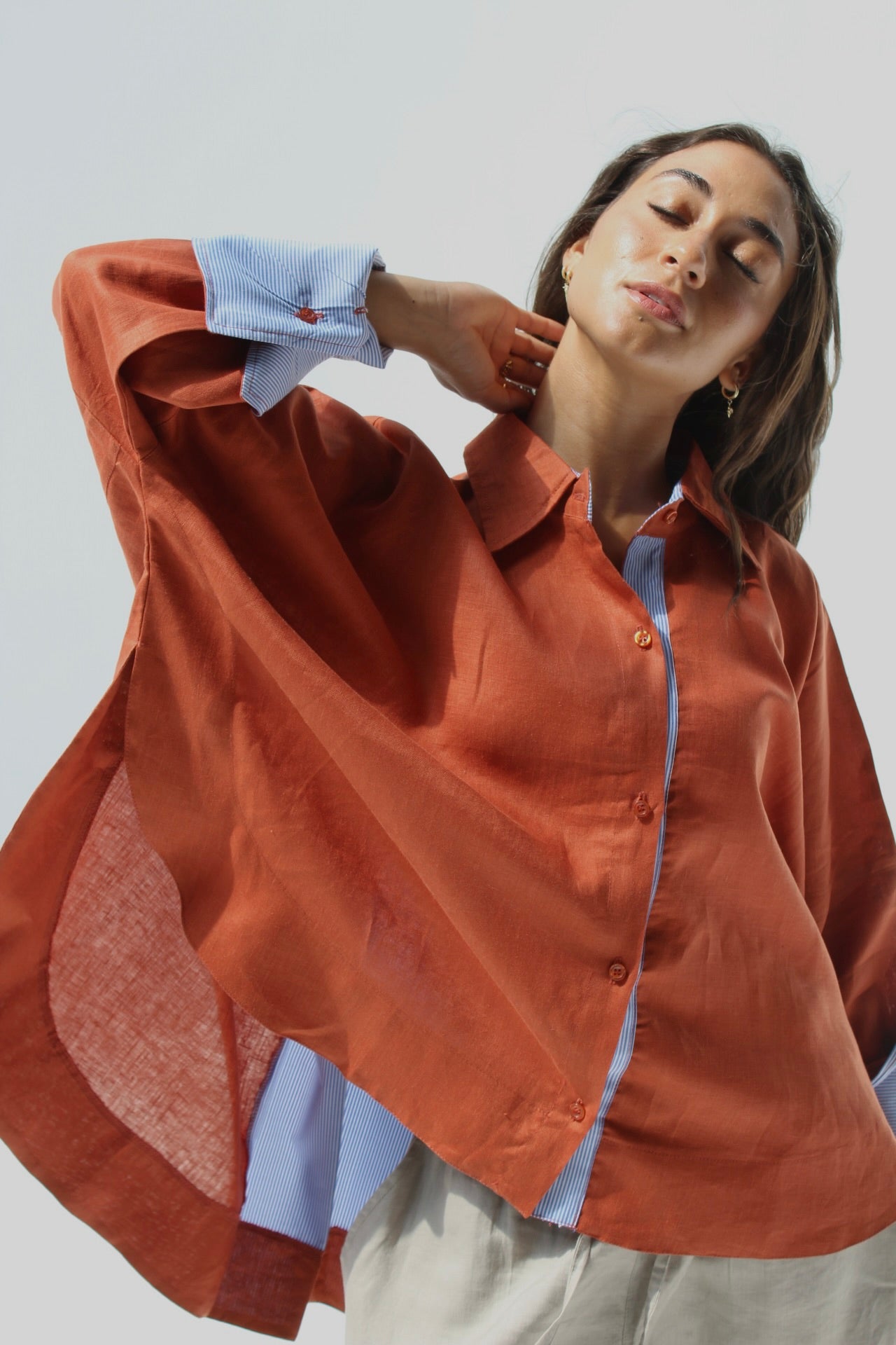 Breeze Pure Linen Shirt - Orange