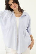 Linen High -low Shirt - baby blue