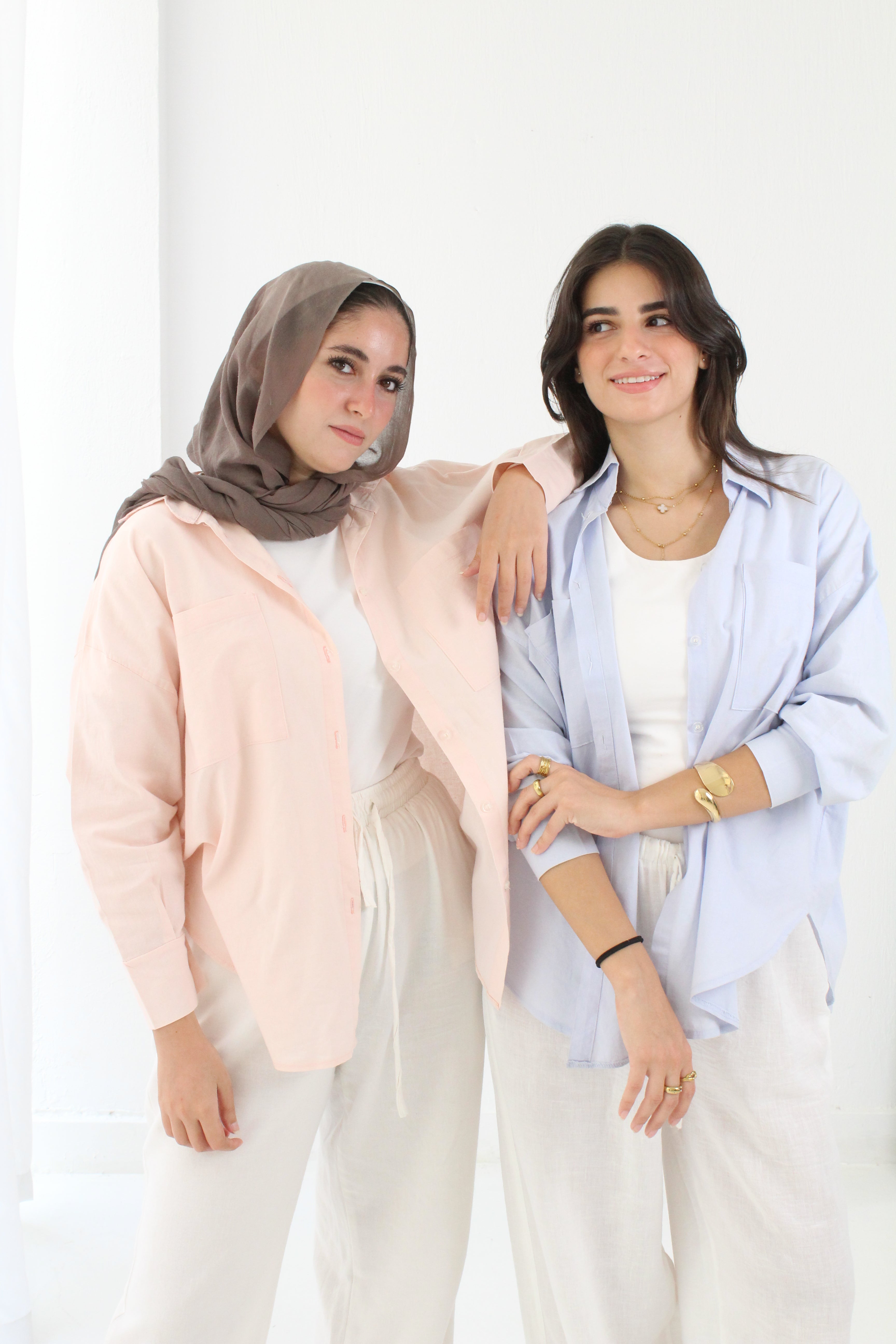 Linen High -low Shirt - baby pink