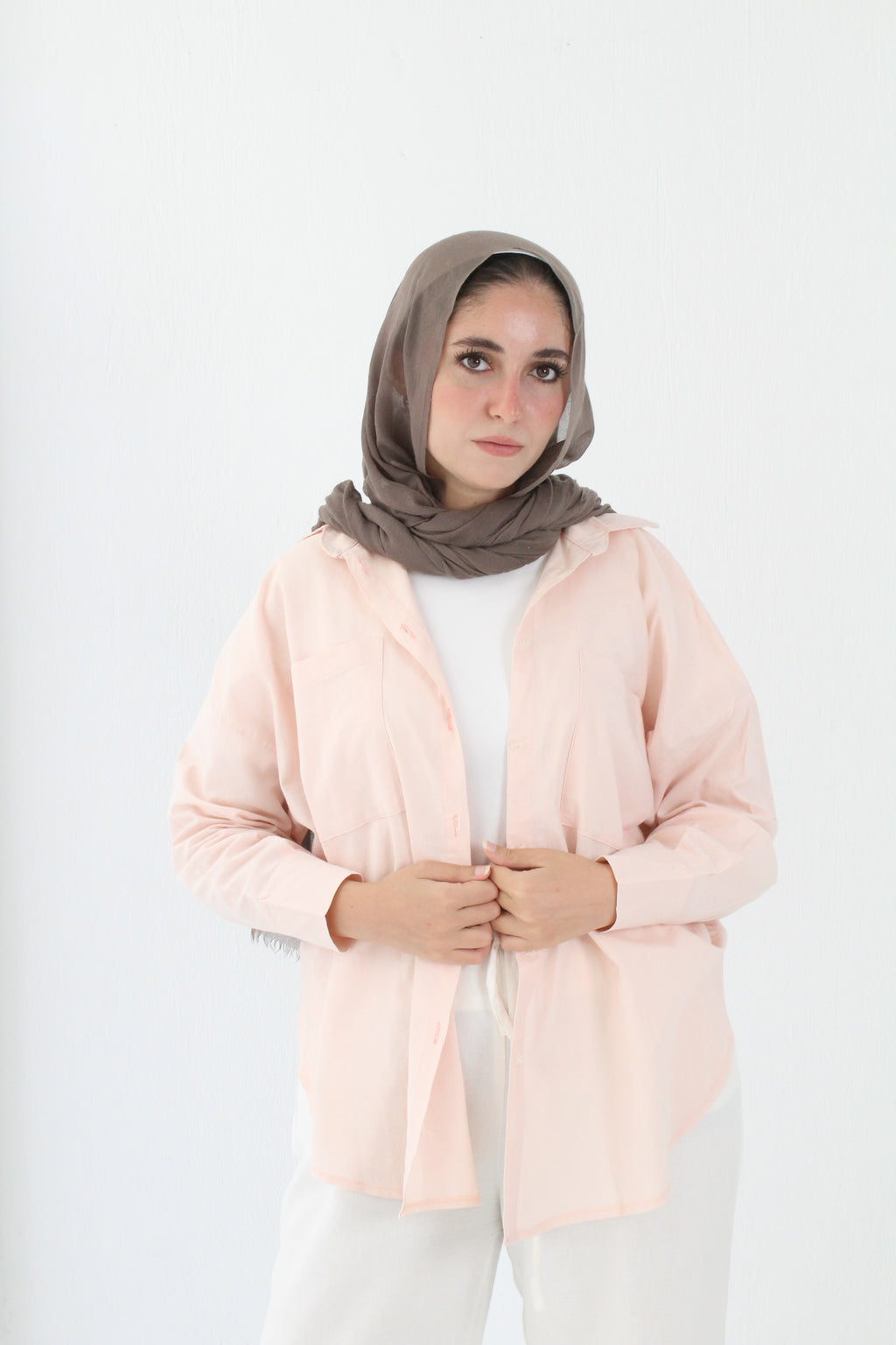 Linen High -low Shirt - baby pink