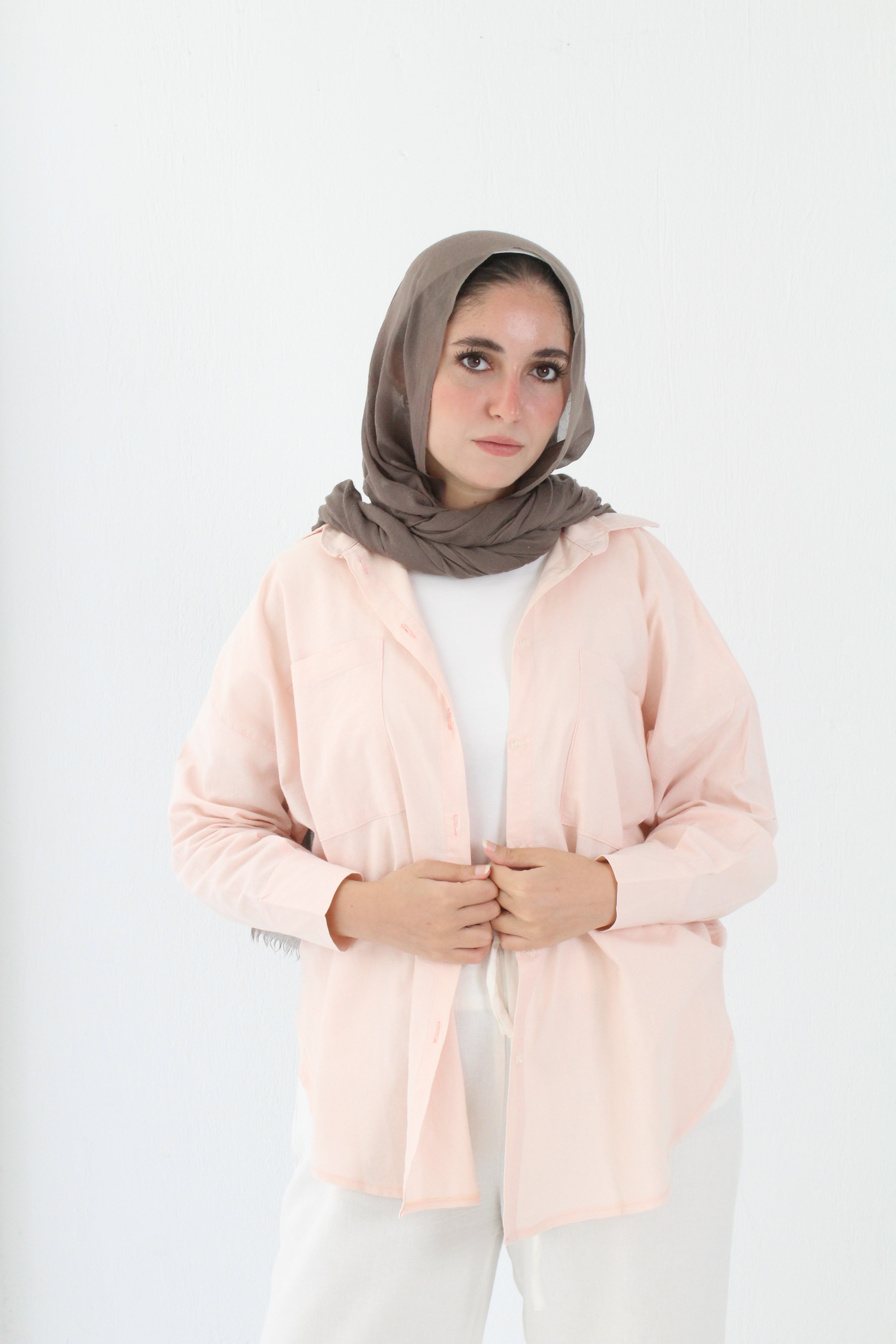 Linen High -low Shirt - baby pink