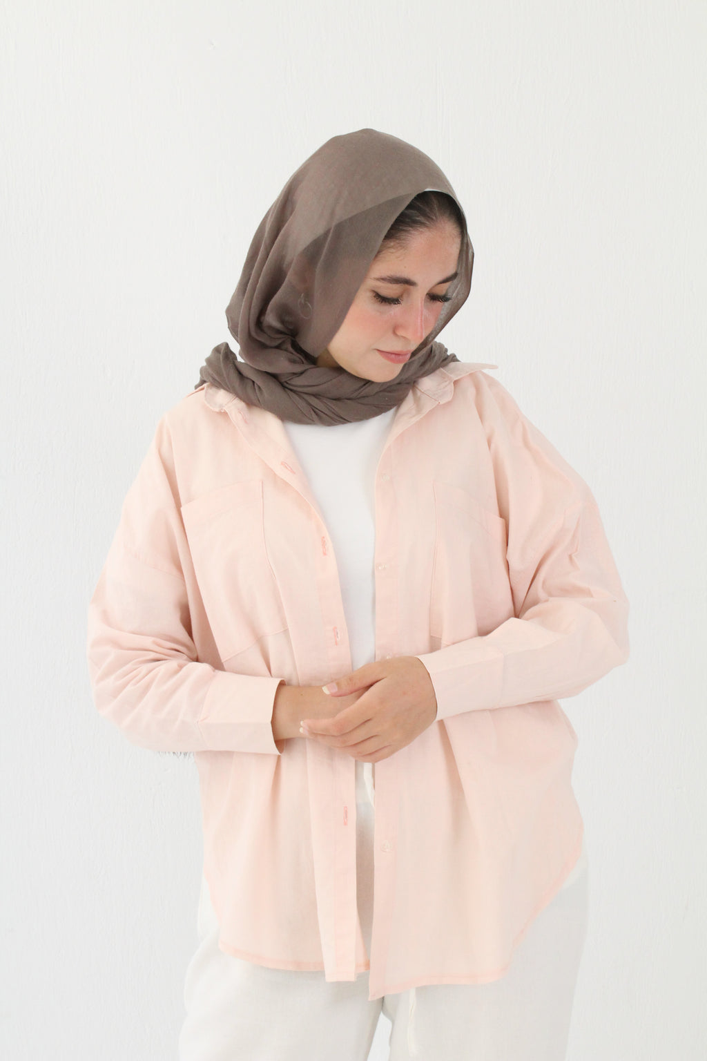 Linen High -low Shirt - baby pink