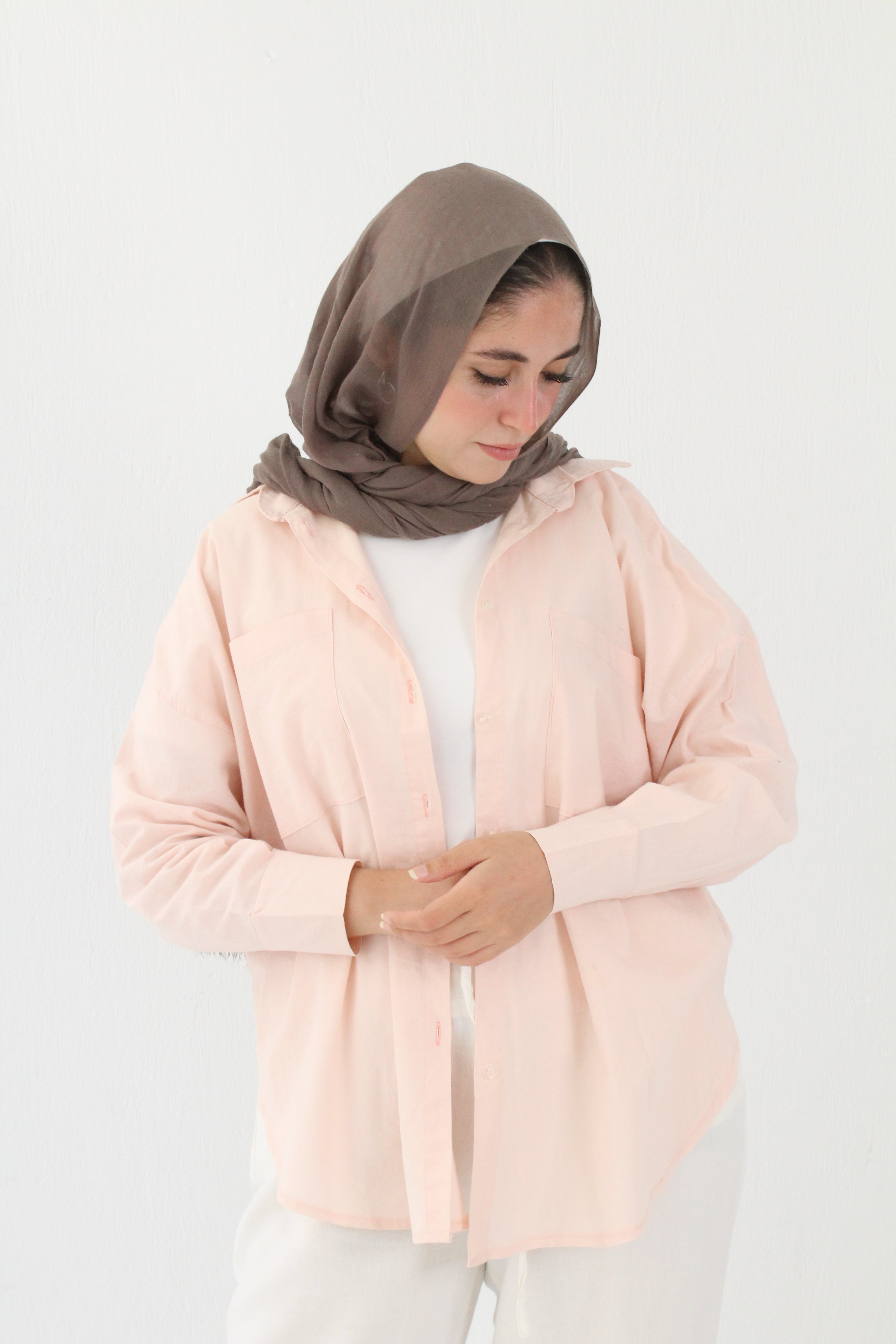 Linen High -low Shirt - baby pink