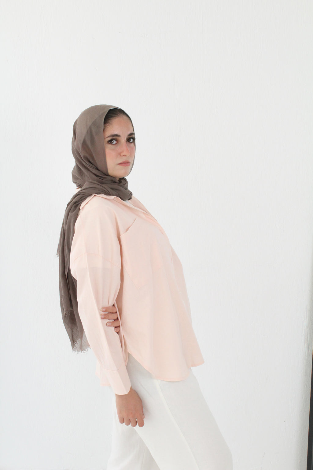 Linen High -low Shirt - baby pink