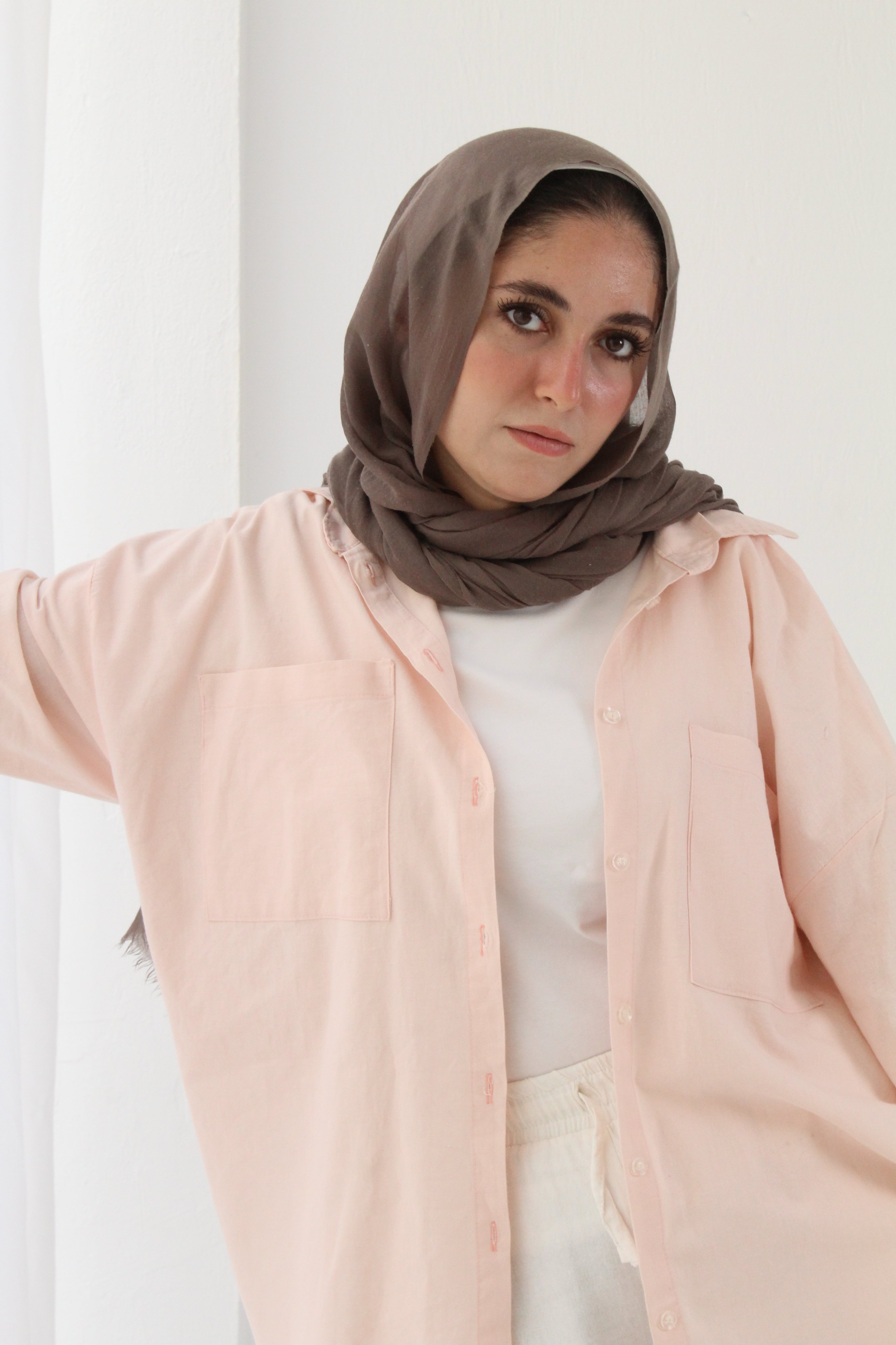 Linen High -low Shirt - baby pink