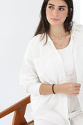 Linen High -low Shirt - off white