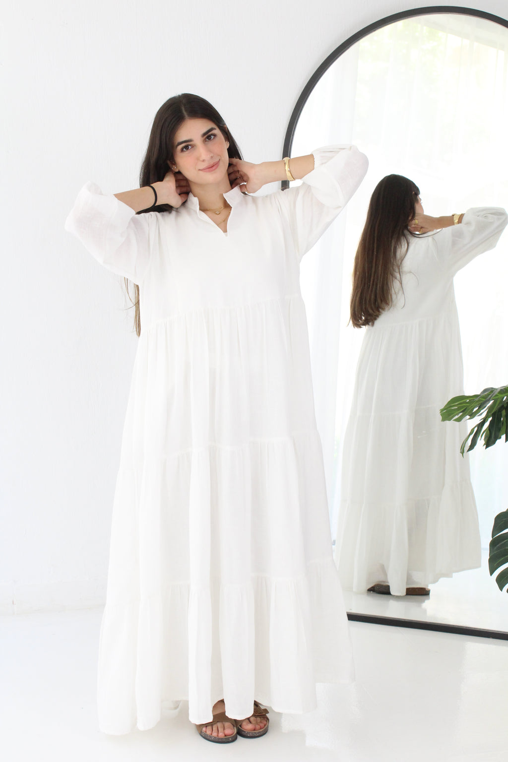 Flow Linen Maxi Dress - White