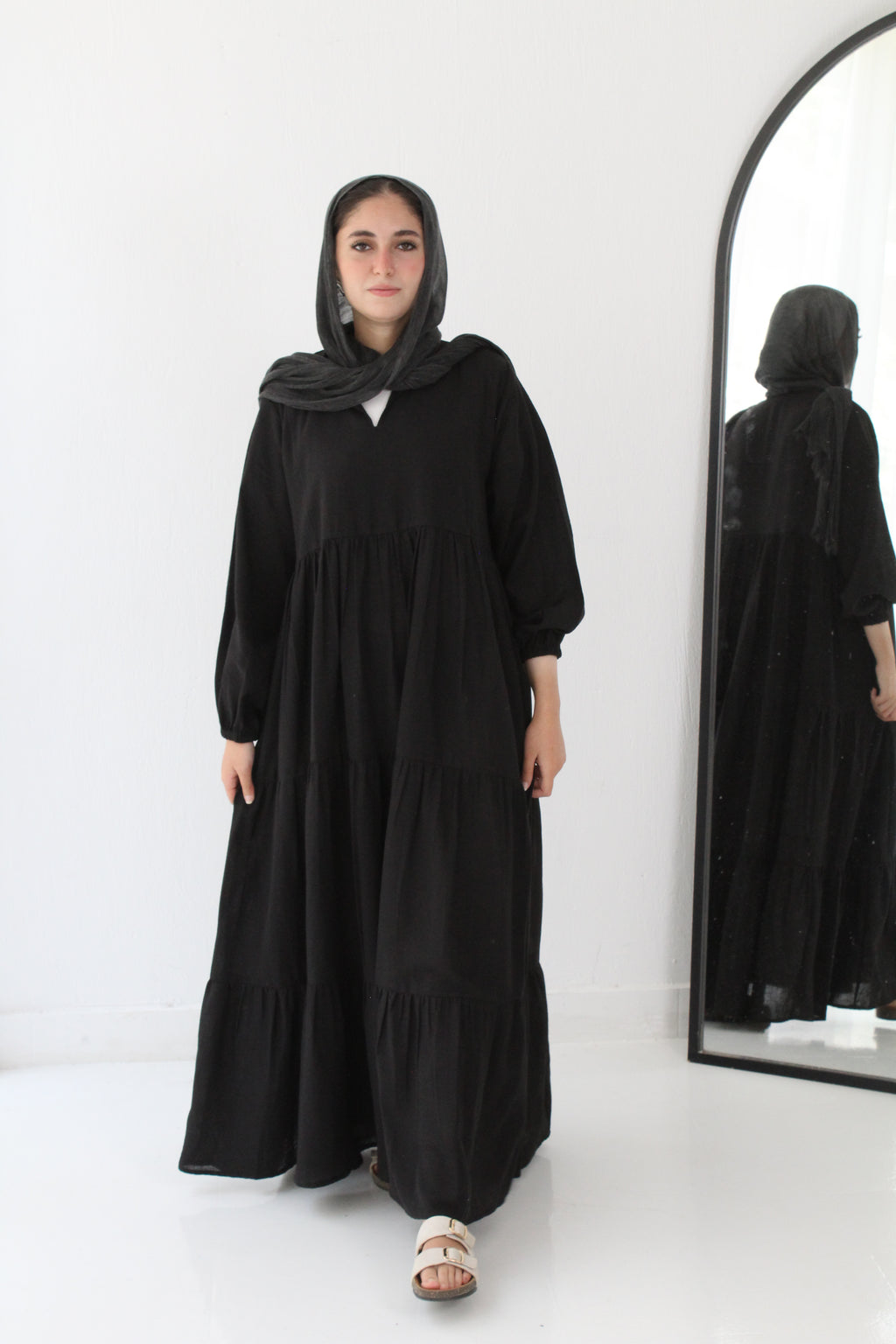 Flow Linen Maxi Dress - Black