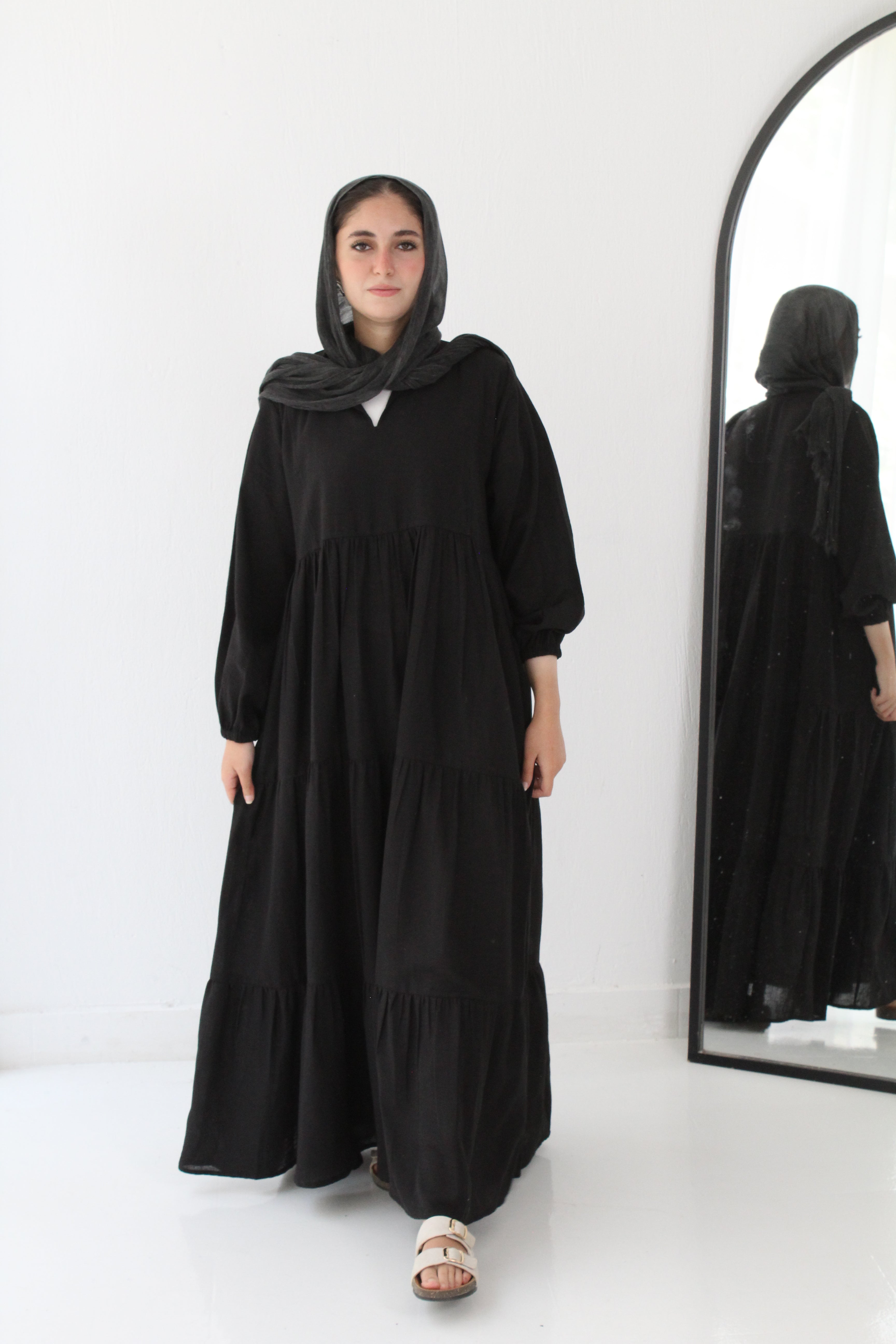 Flow Linen Maxi Dress - Black