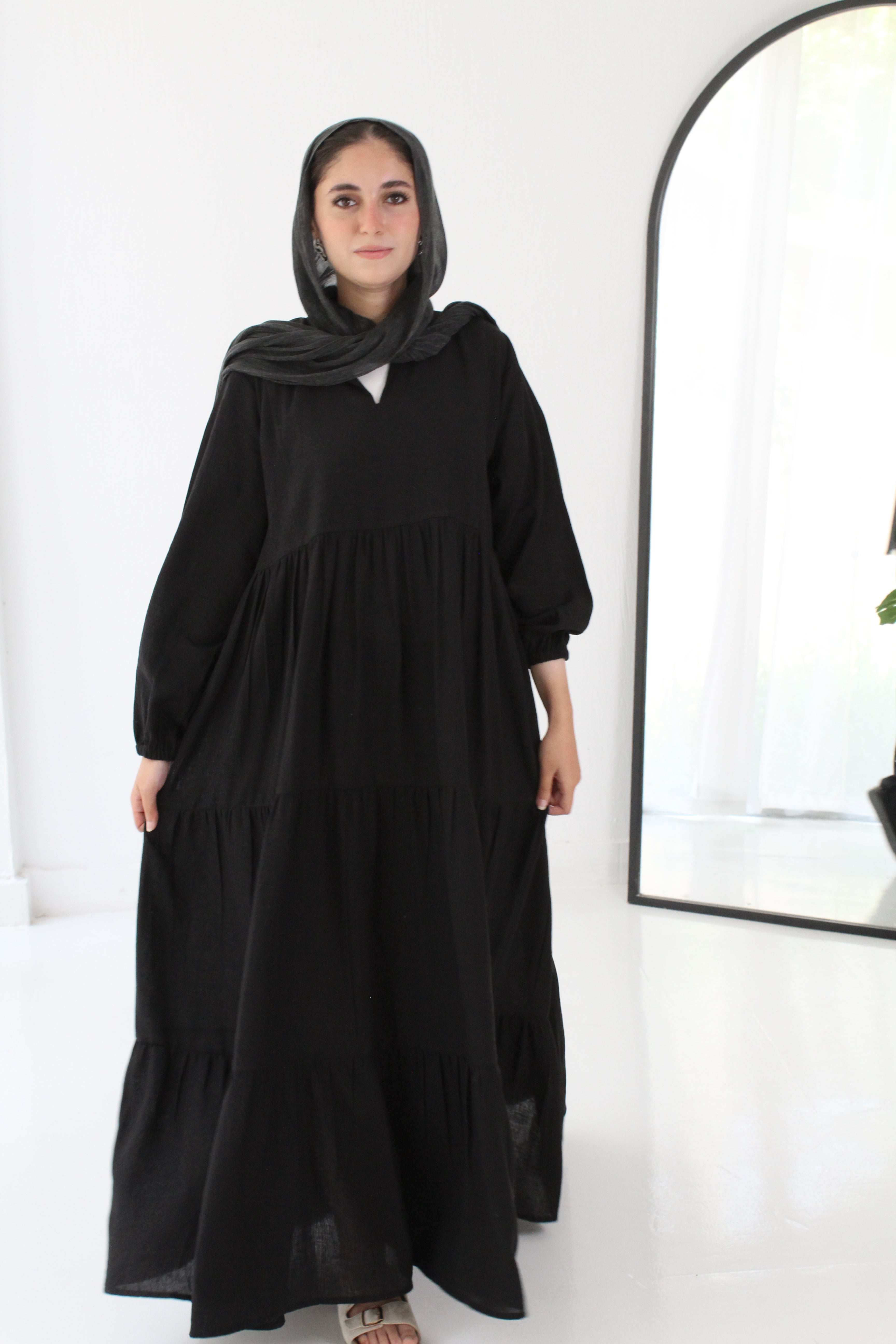 Flow Linen Maxi Dress - Black