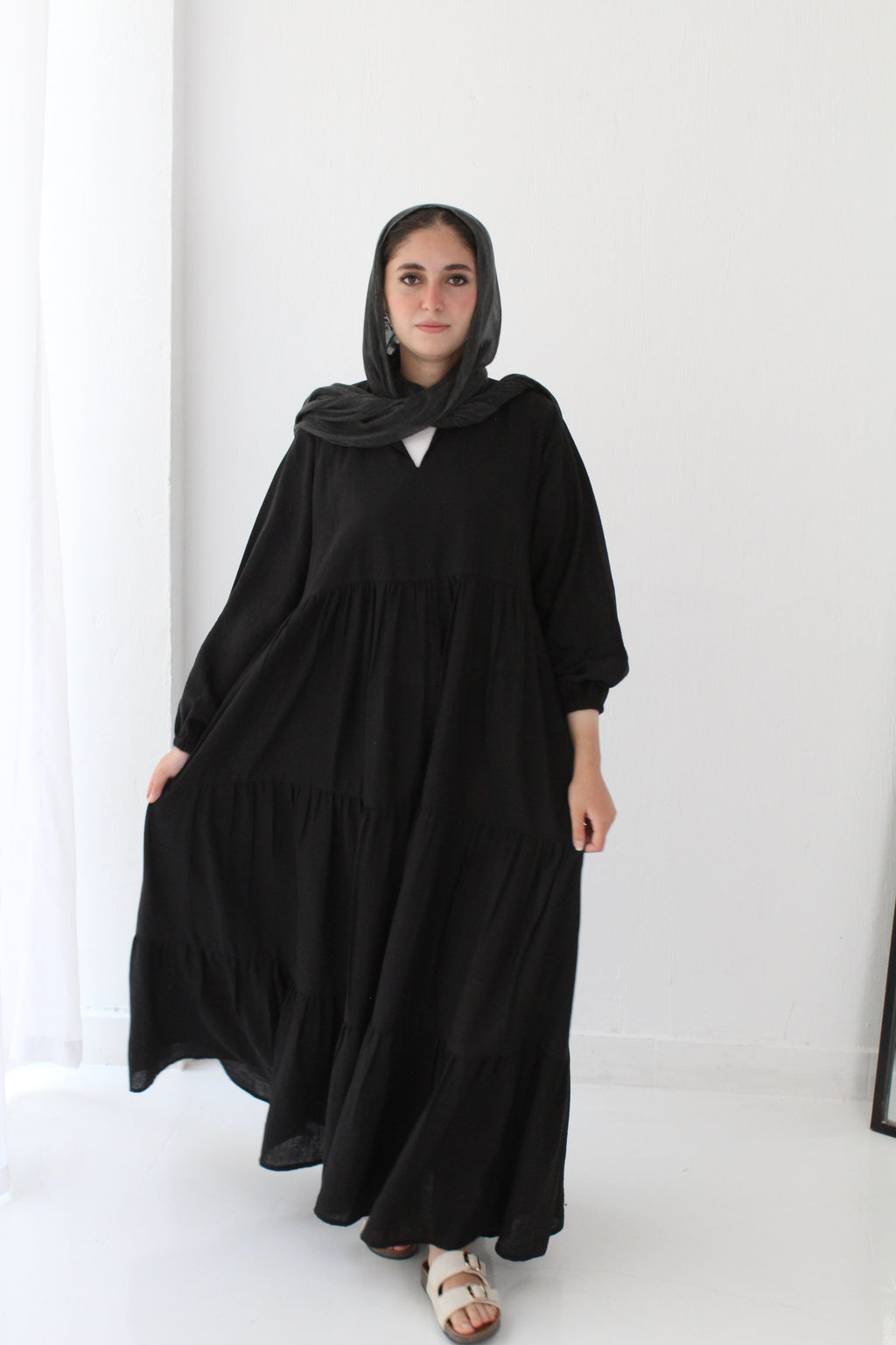 Flow Linen Maxi Dress - Black