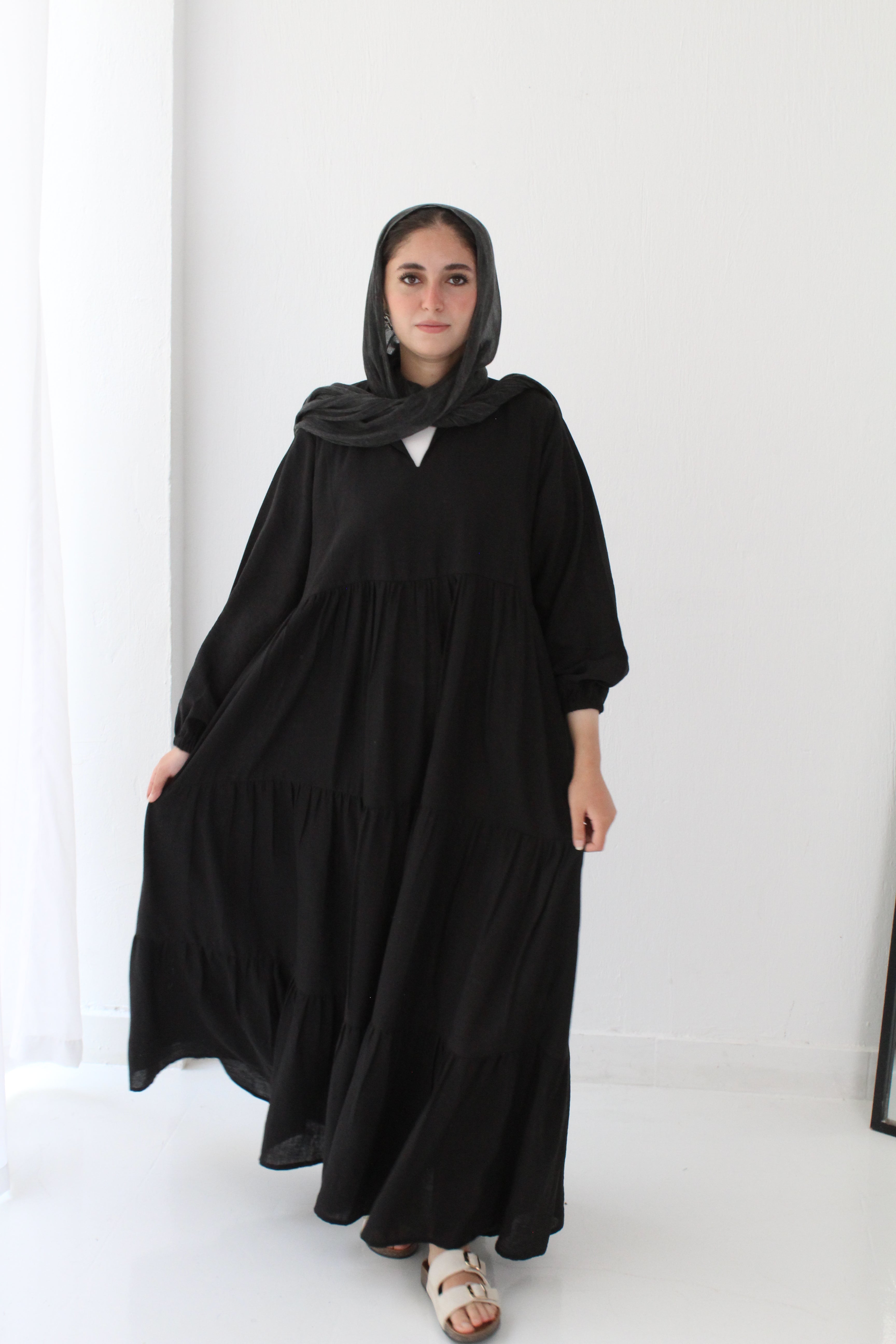 Flow Linen Maxi Dress - Black