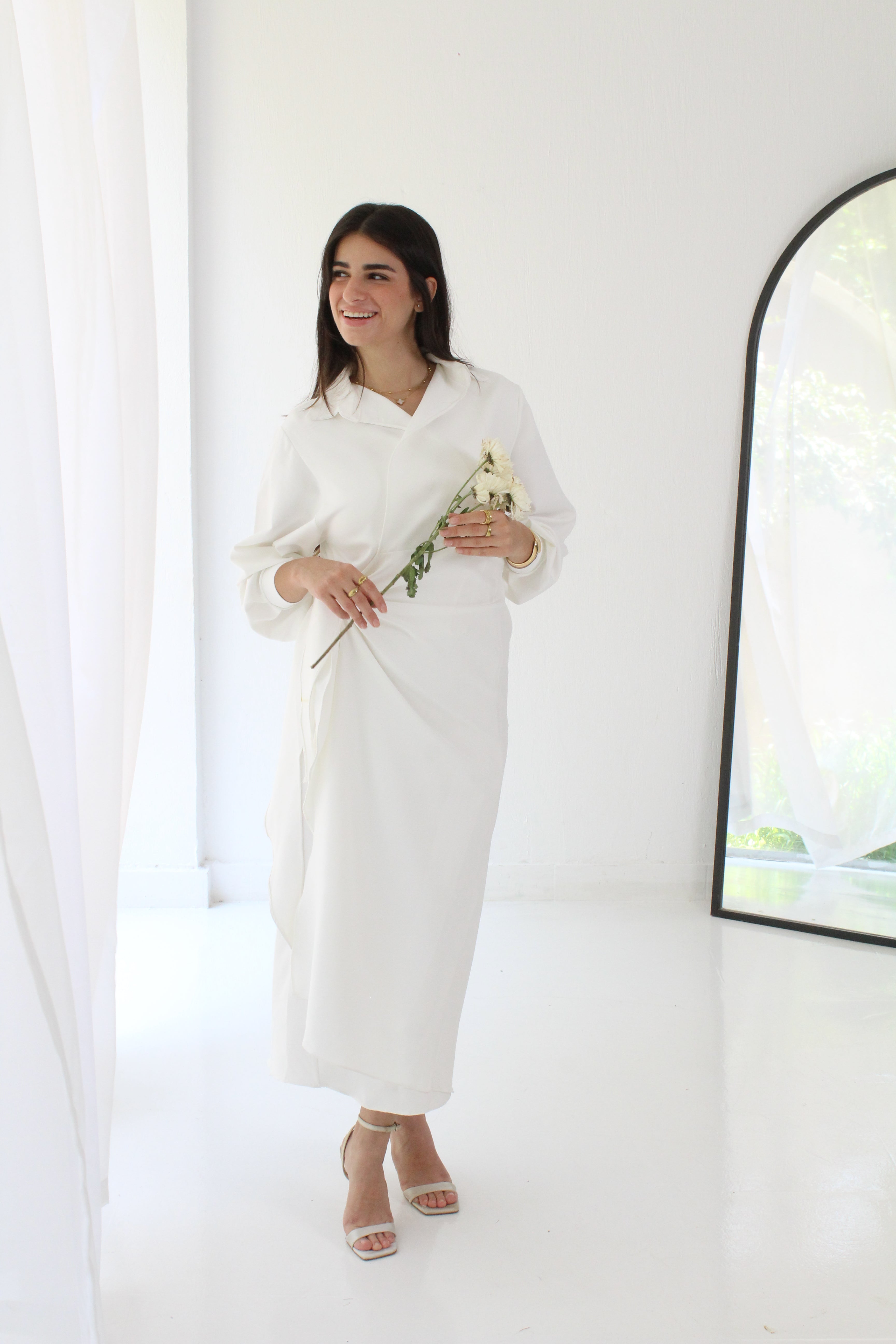 Velora Classic Wrapped Dress - White