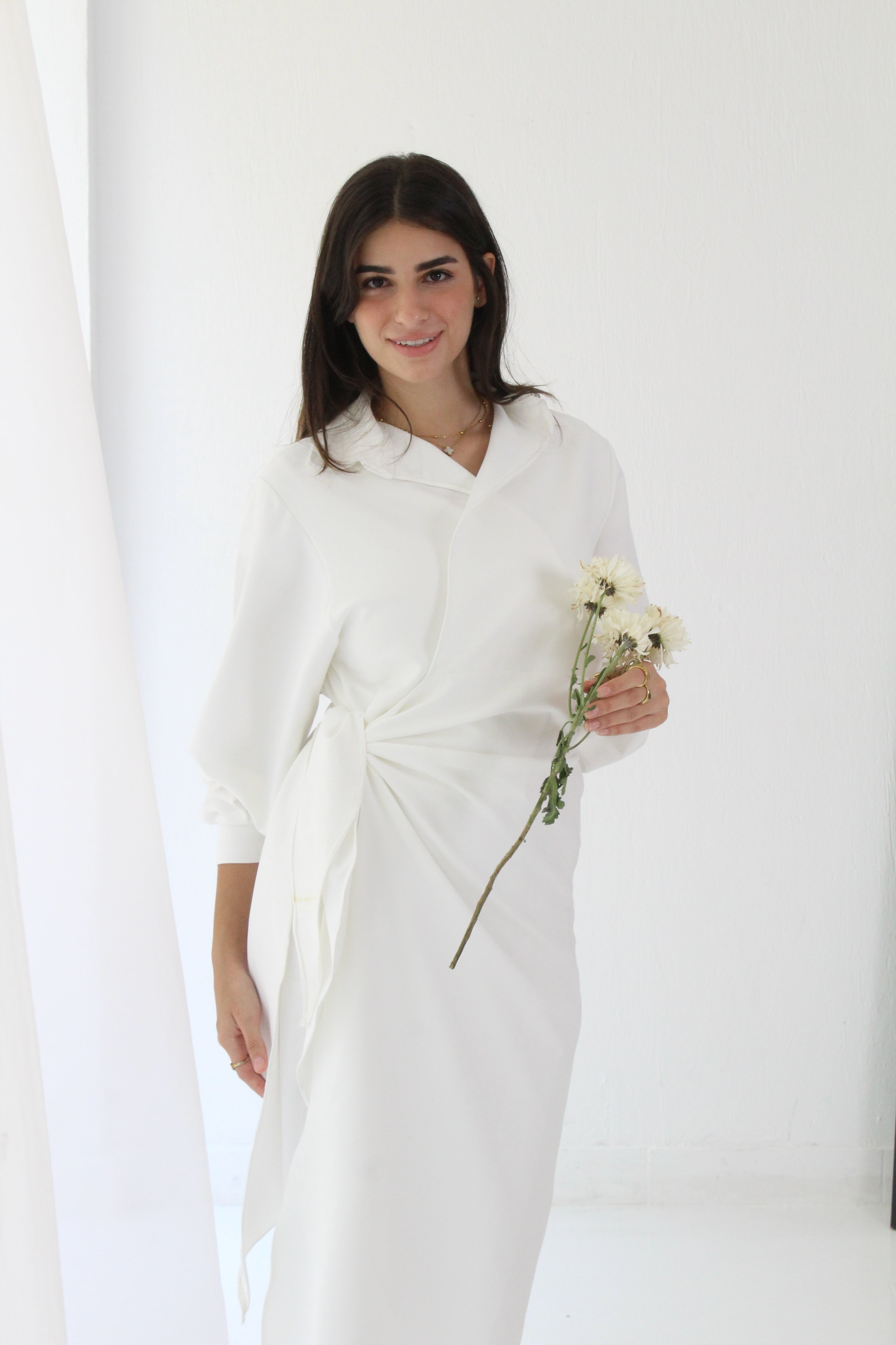 Velora Classic Wrapped Dress - White