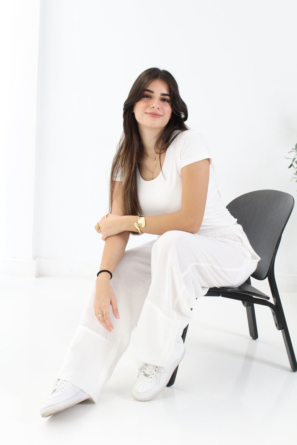 LINEN PALAZZO TROUSERS - White