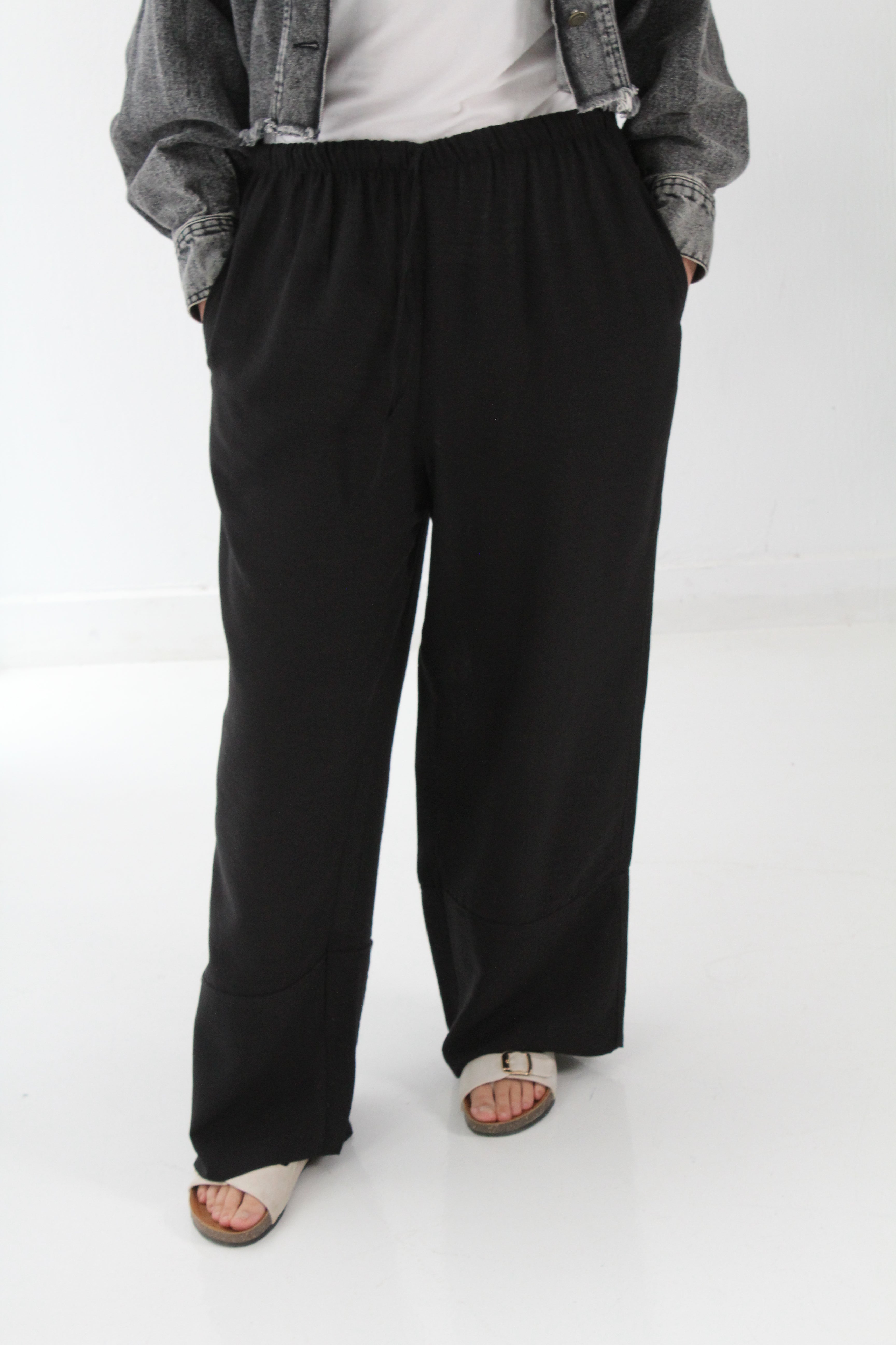 LINEN PALAZZO TROUSERS - White