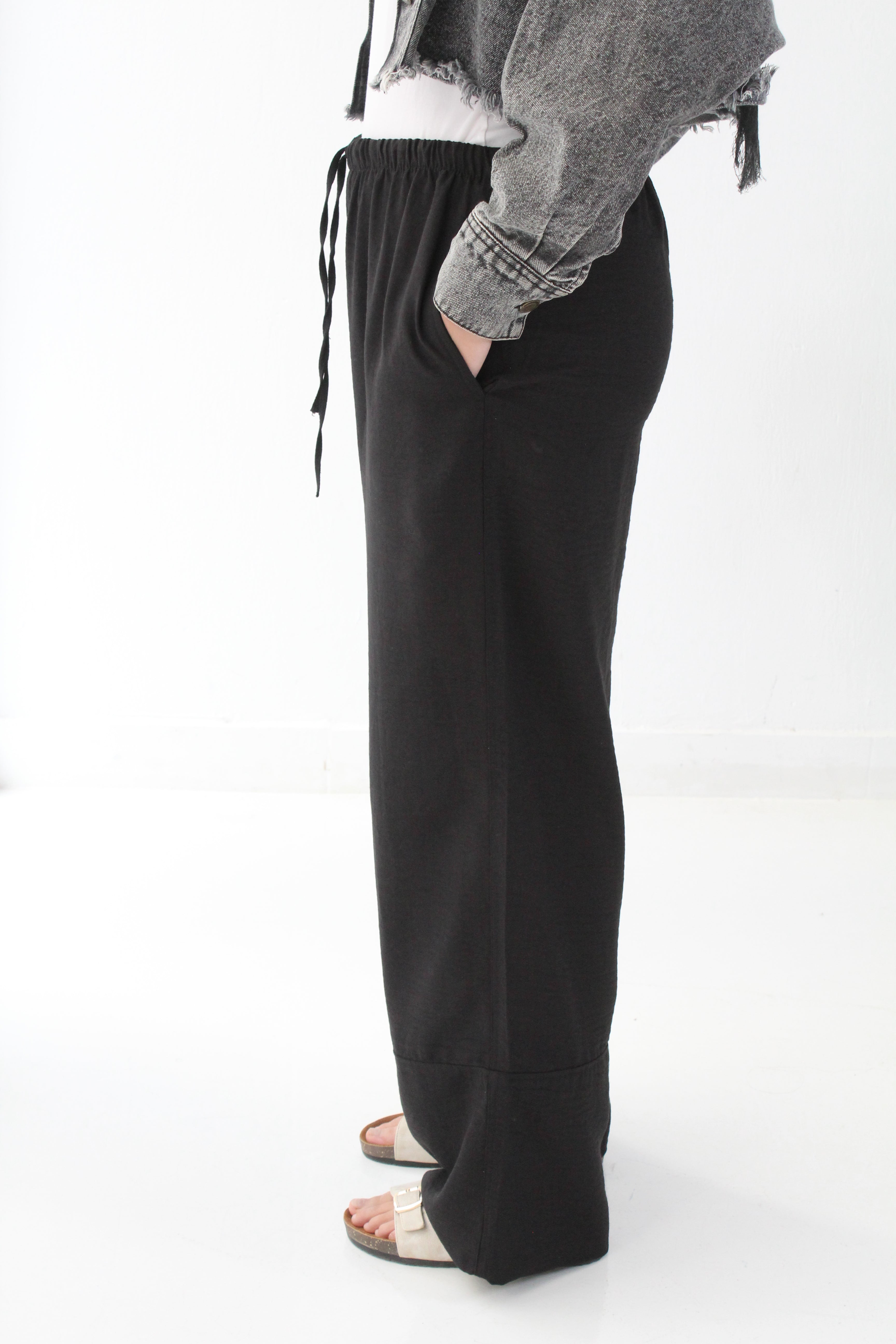 LINEN PALAZZO TROUSERS - White