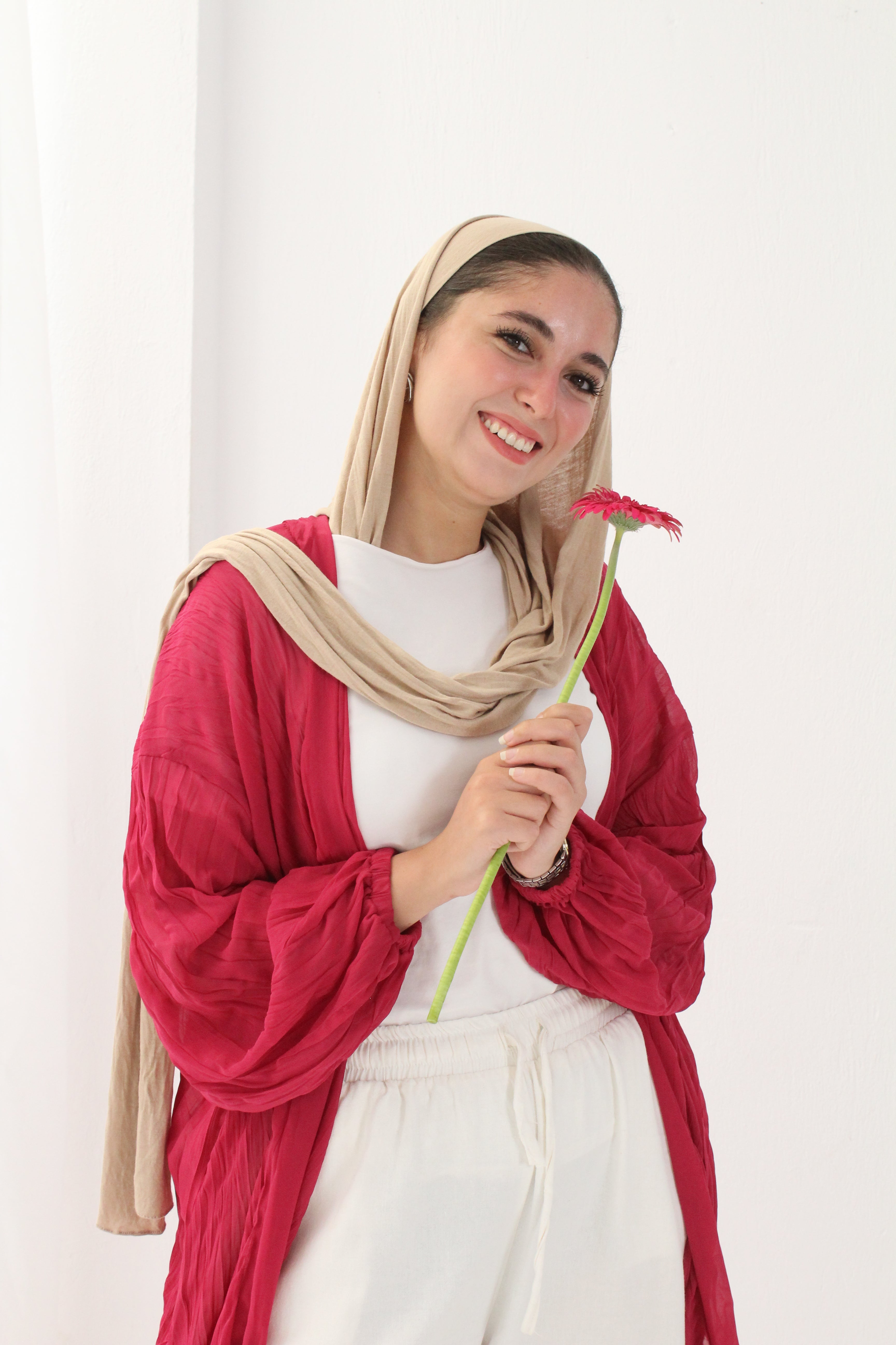 Crushed Chiffon Kimono - Fushia
