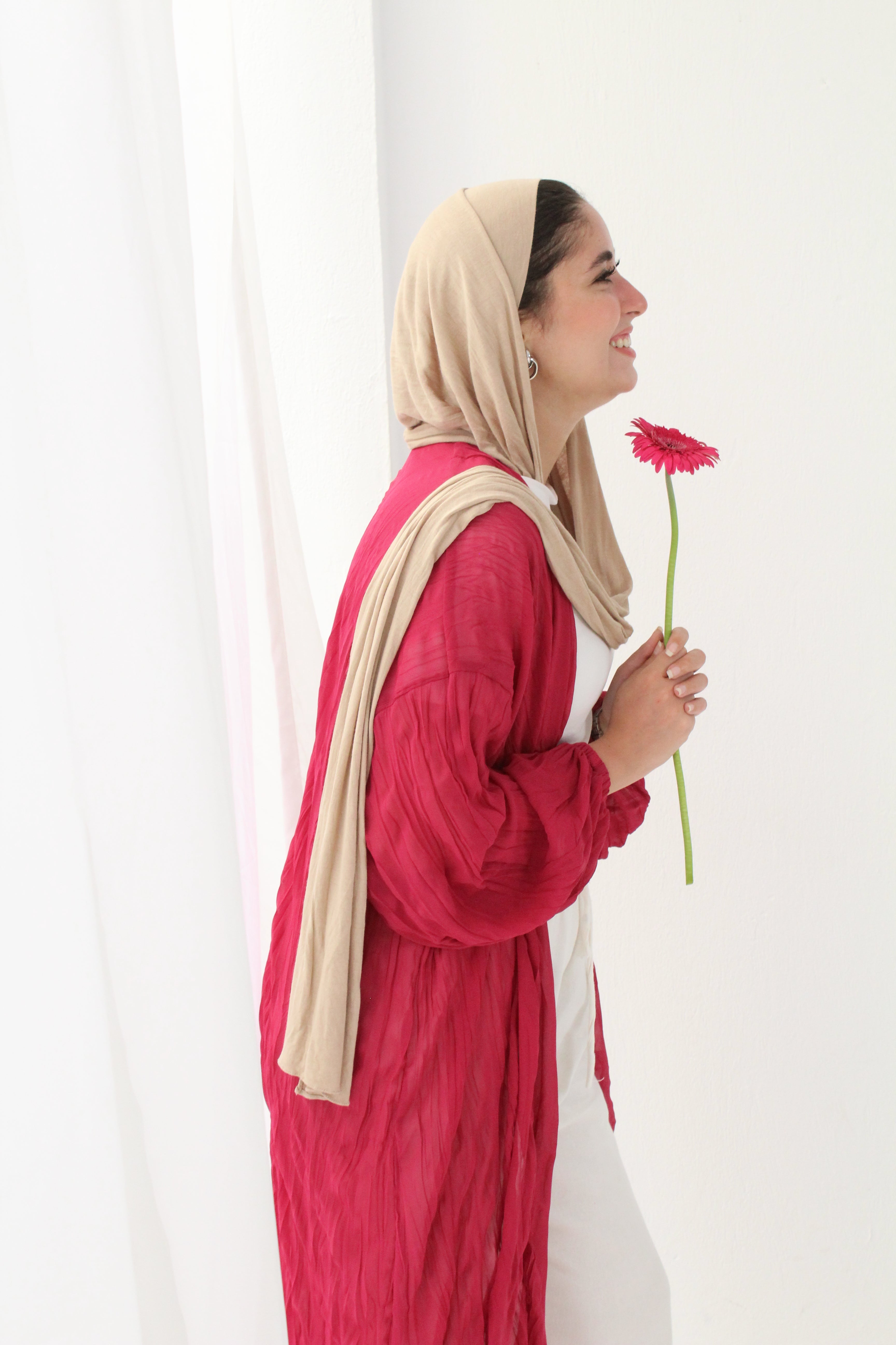 Crushed Chiffon Kimono - Fushia