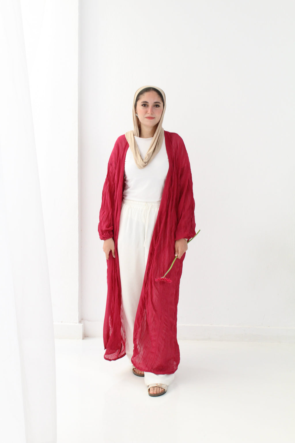 Crushed Chiffon Kimono - Fushia