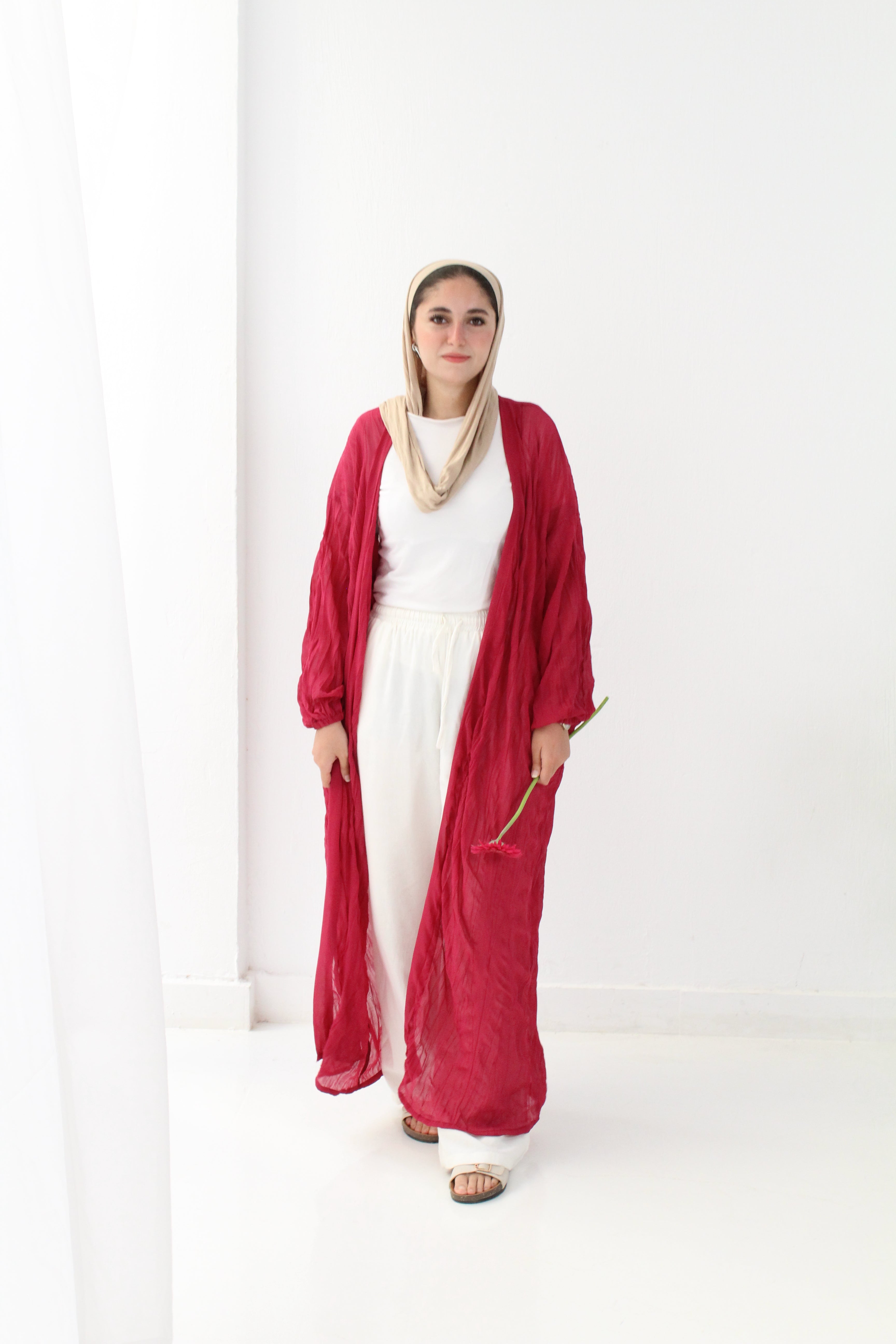 Crushed Chiffon Kimono - Fushia