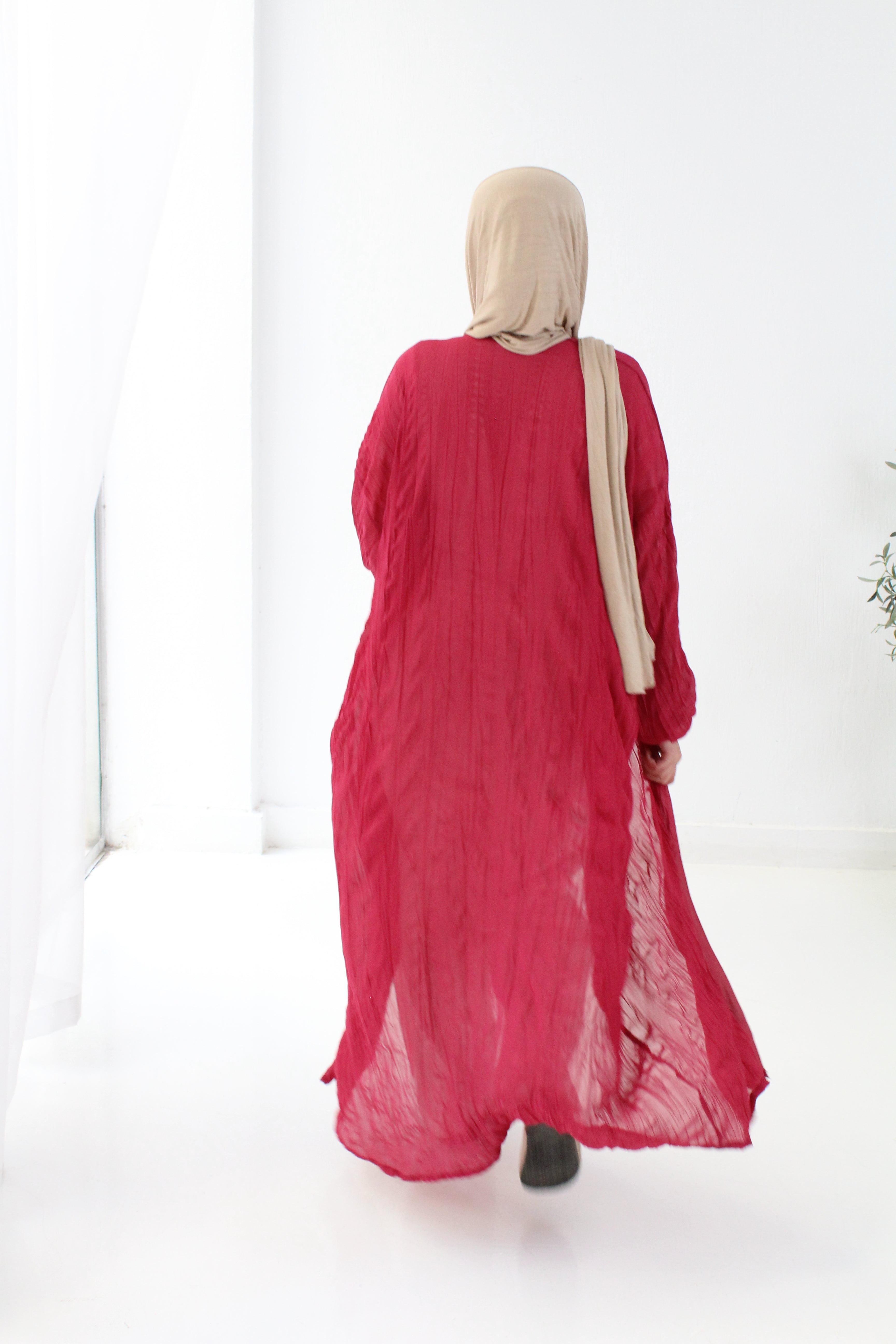 Crushed Chiffon Kimono - Fushia
