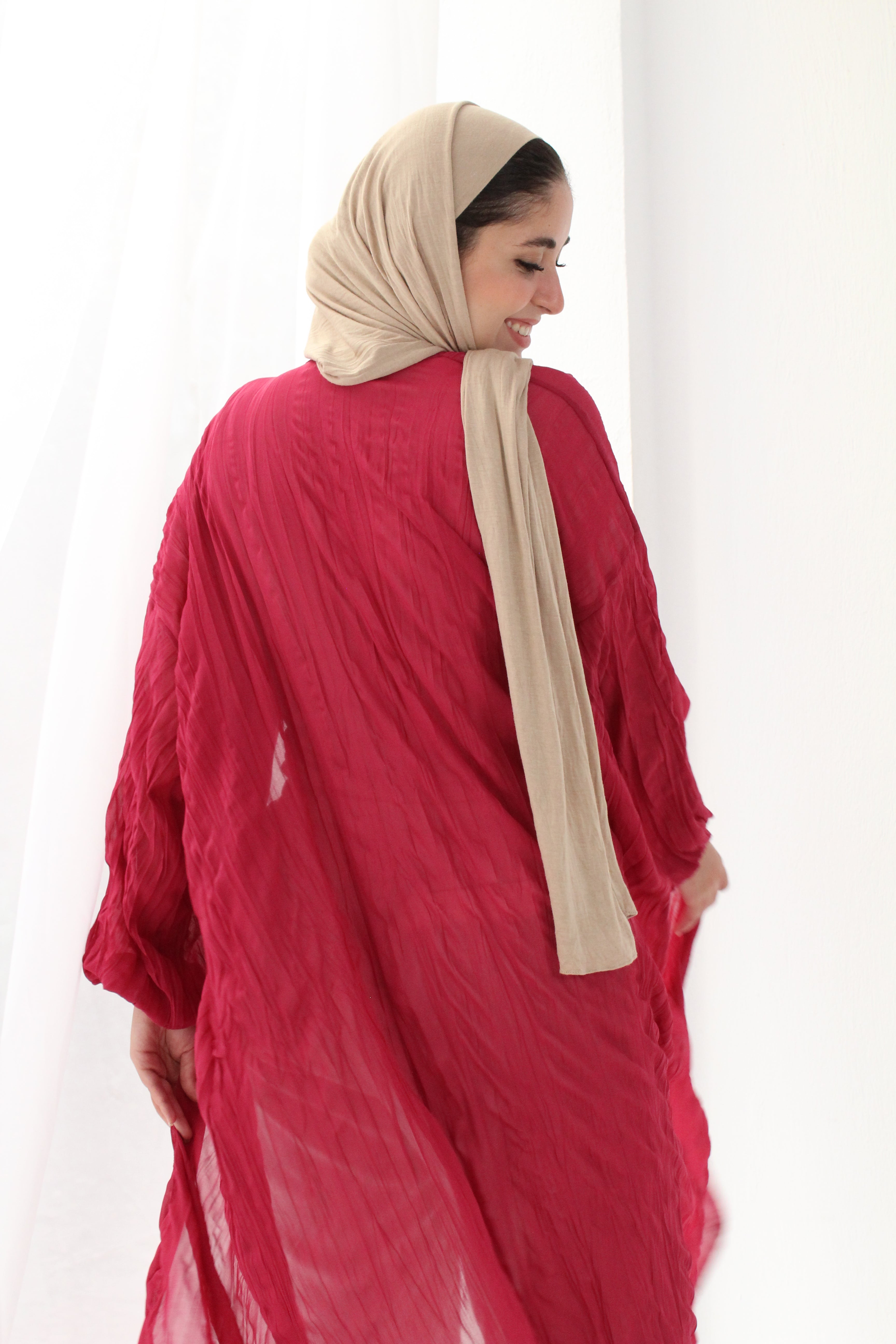 Crushed Chiffon Kimono - Fushia