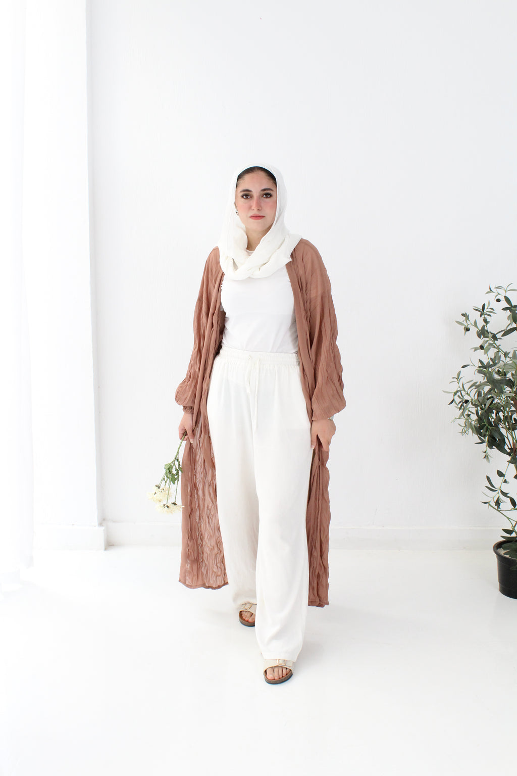 Crushed Chiffon Kimono - Cashmere