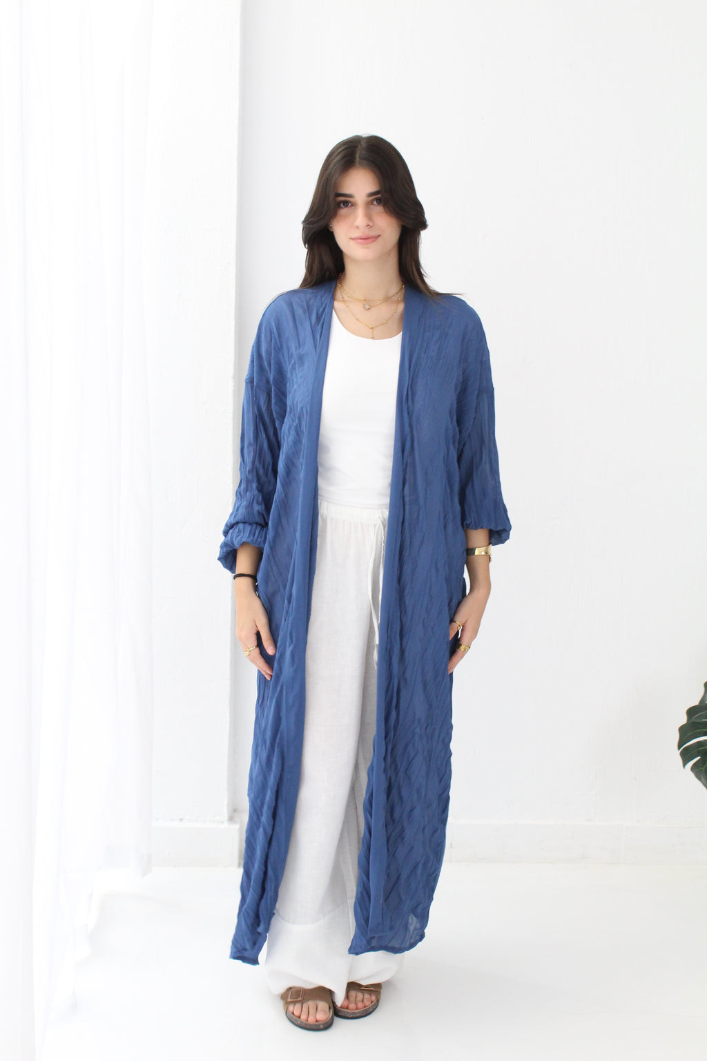 Crushed Chiffon Kimono - Blue