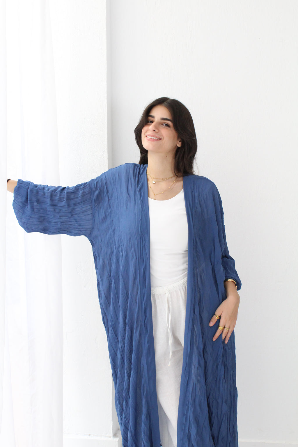Crushed Chiffon Kimono - Blue