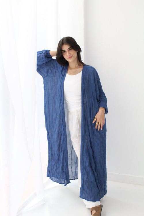 Crushed Chiffon Kimono - Blue
